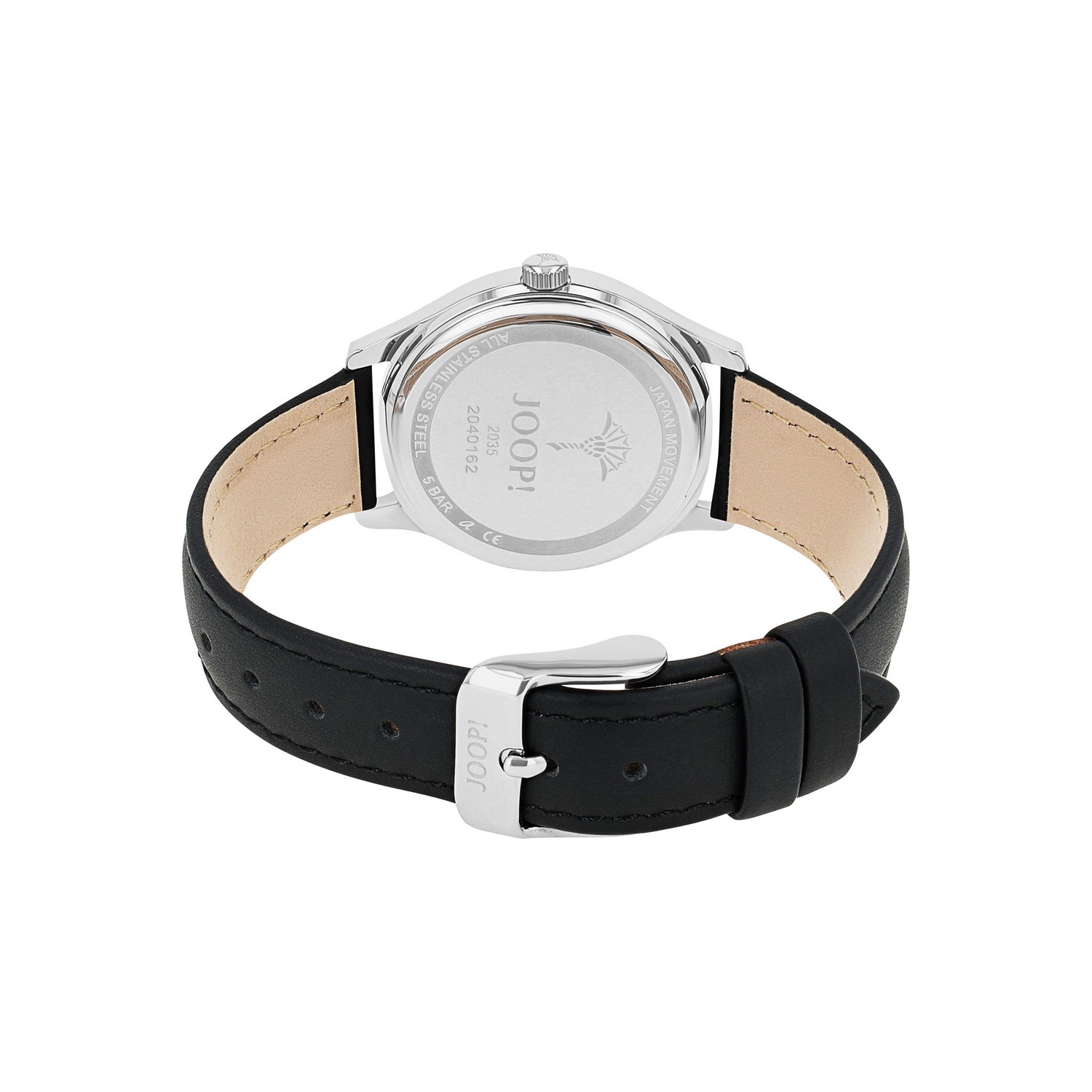 JOOP! Quarzuhr Armbanduhr, Damenuhr, Lederarmband, analog, Kristallsteine