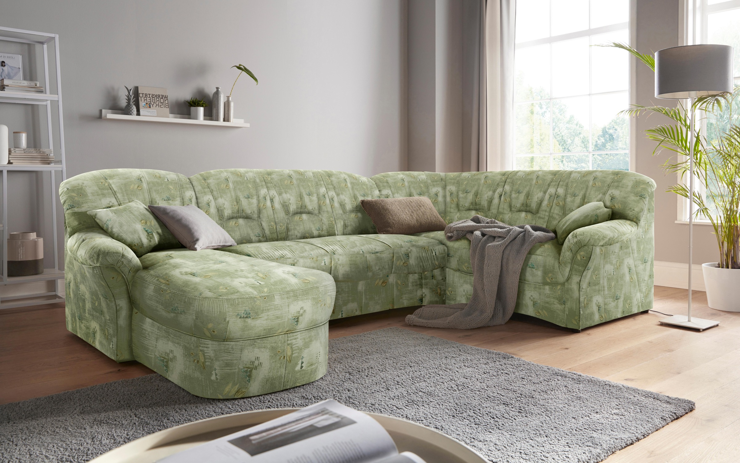 DOMO collection Wohnlandschaft »Bahia mit viel Platz, zeitloses Design, U-Form«, wahlweise mit Bettfunktion