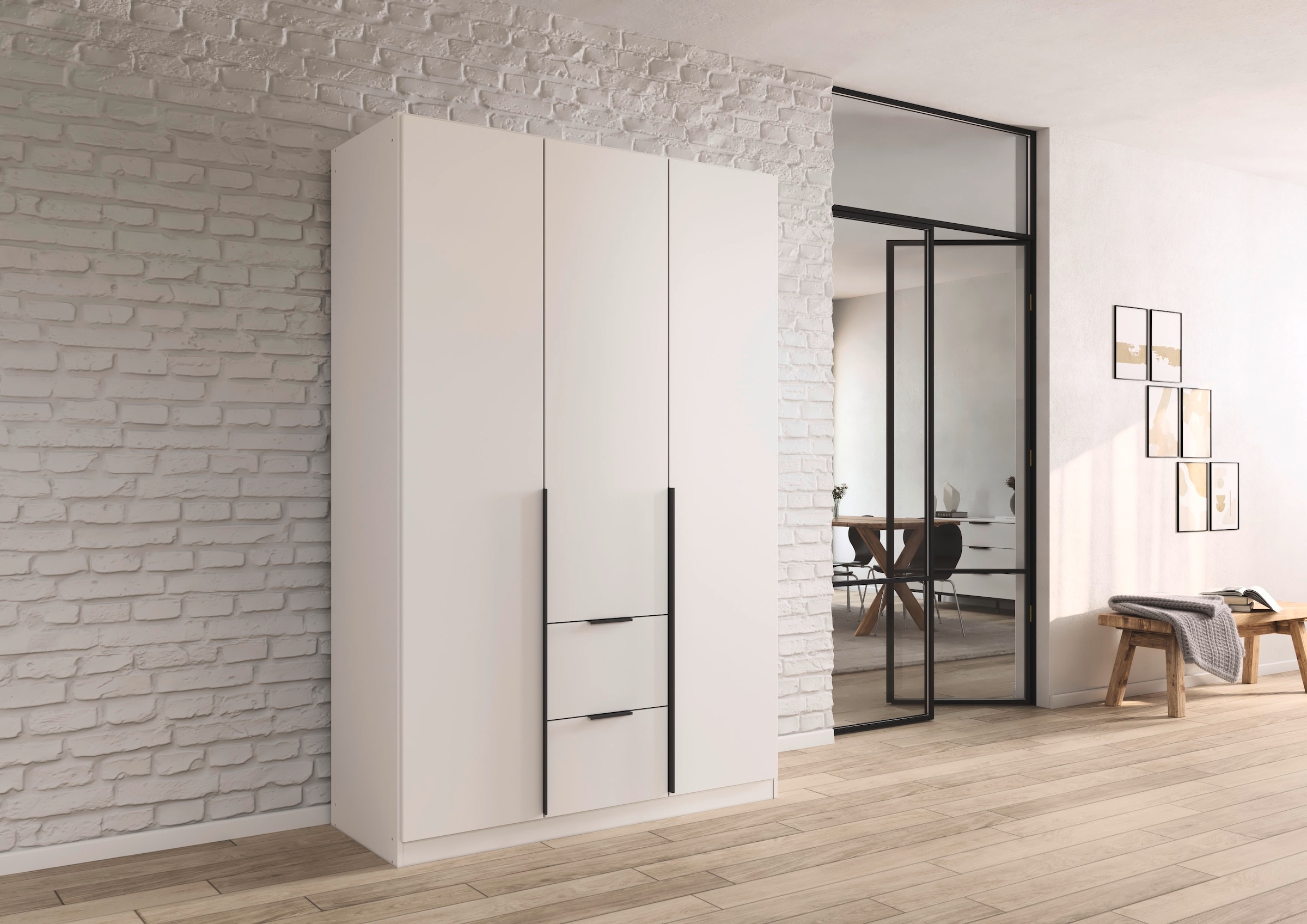 rauch Drehtürenschrank »Kleiderschrank Schrank Garderobe AGORDO mit Dekor- oder Hochglanzfront«, (in zwei Griff-Farben mit Dekor- oder Hochglanzfront), mit Außenschubkästen, in 6 Breiten und 2 Höhen MADE IN GERMANY