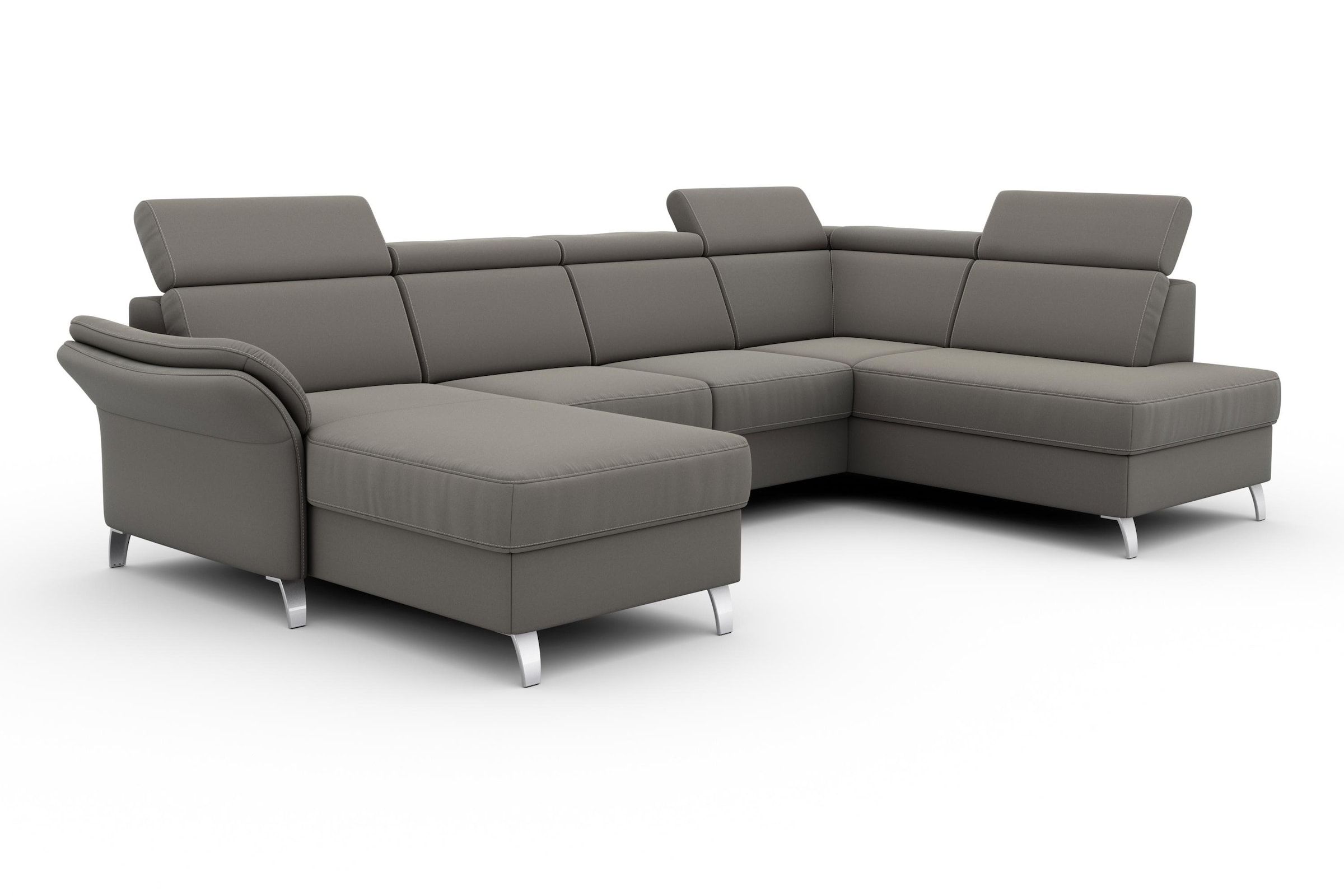 sit&more Wohnlandschaft »Vincenzo U-Form«, inklusive Kopfteilverstellung, wahlweise mit Bettfunktion, Bettkasten