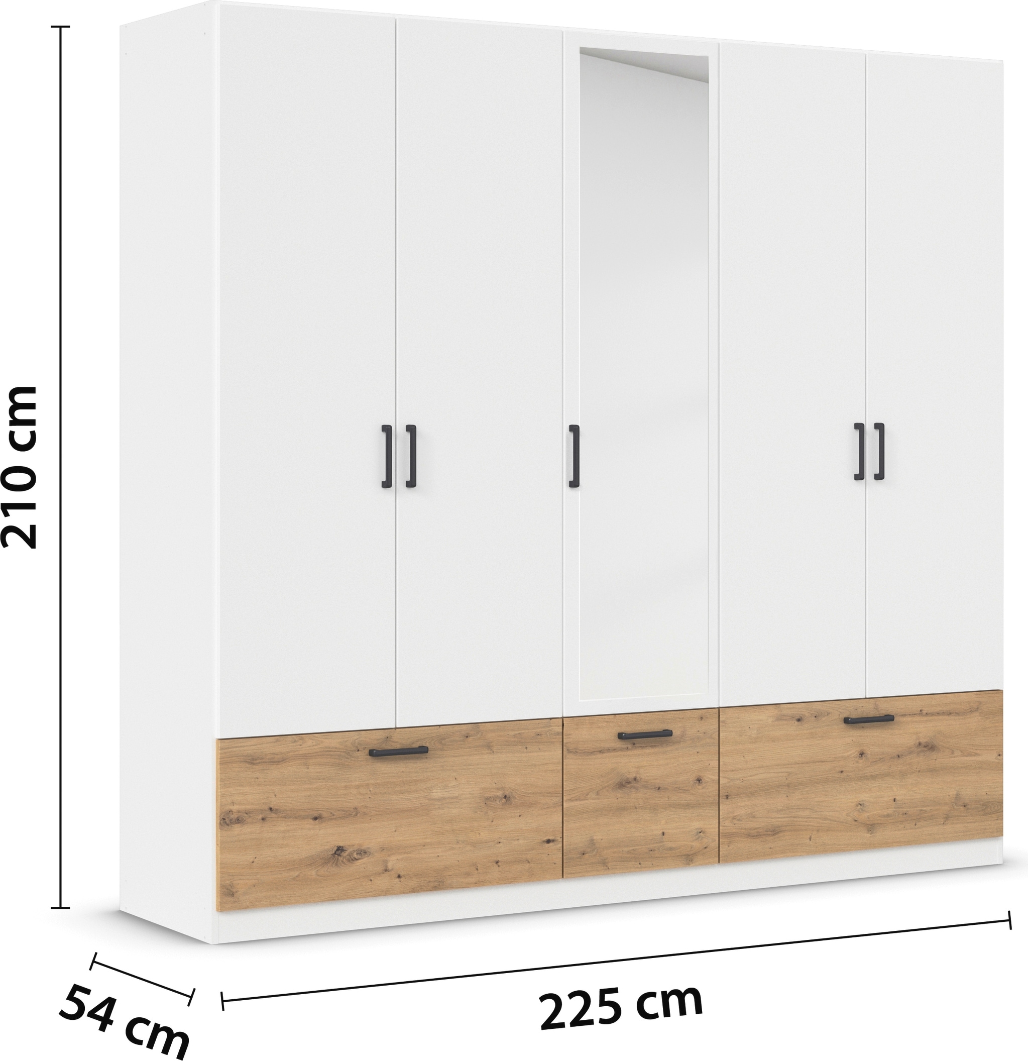 rauch Drehtürenschrank »Kleiderschrank Schrank Garderobe Wäscheschrank BARI mit Spiegel«, mit Schubkästen und modernem Griff in Graumetallic MADE IN GERMANY