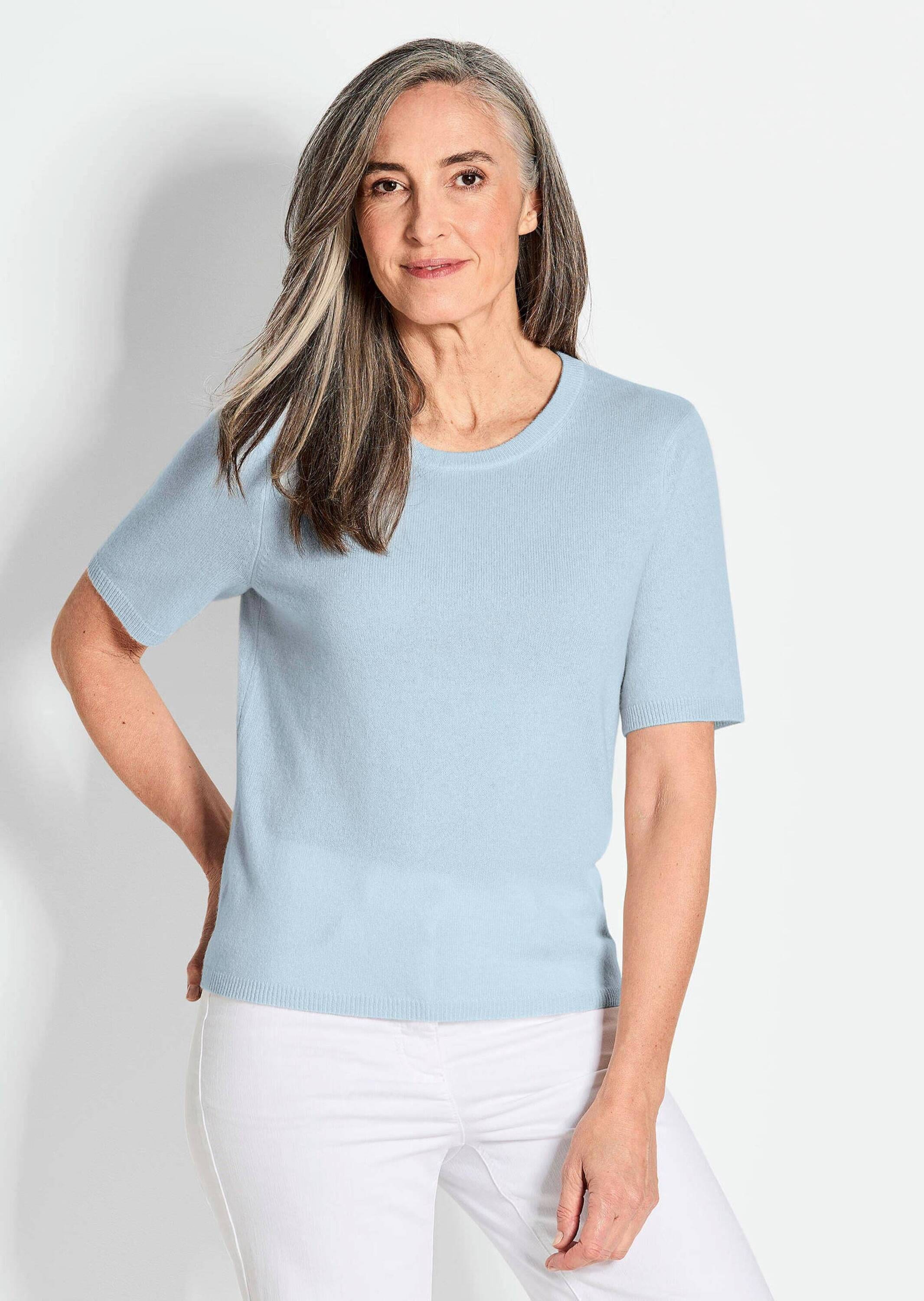 GOLDNER Kurzarmpullover »Halbarmpullover mit Rundhals aus Kaschmir«