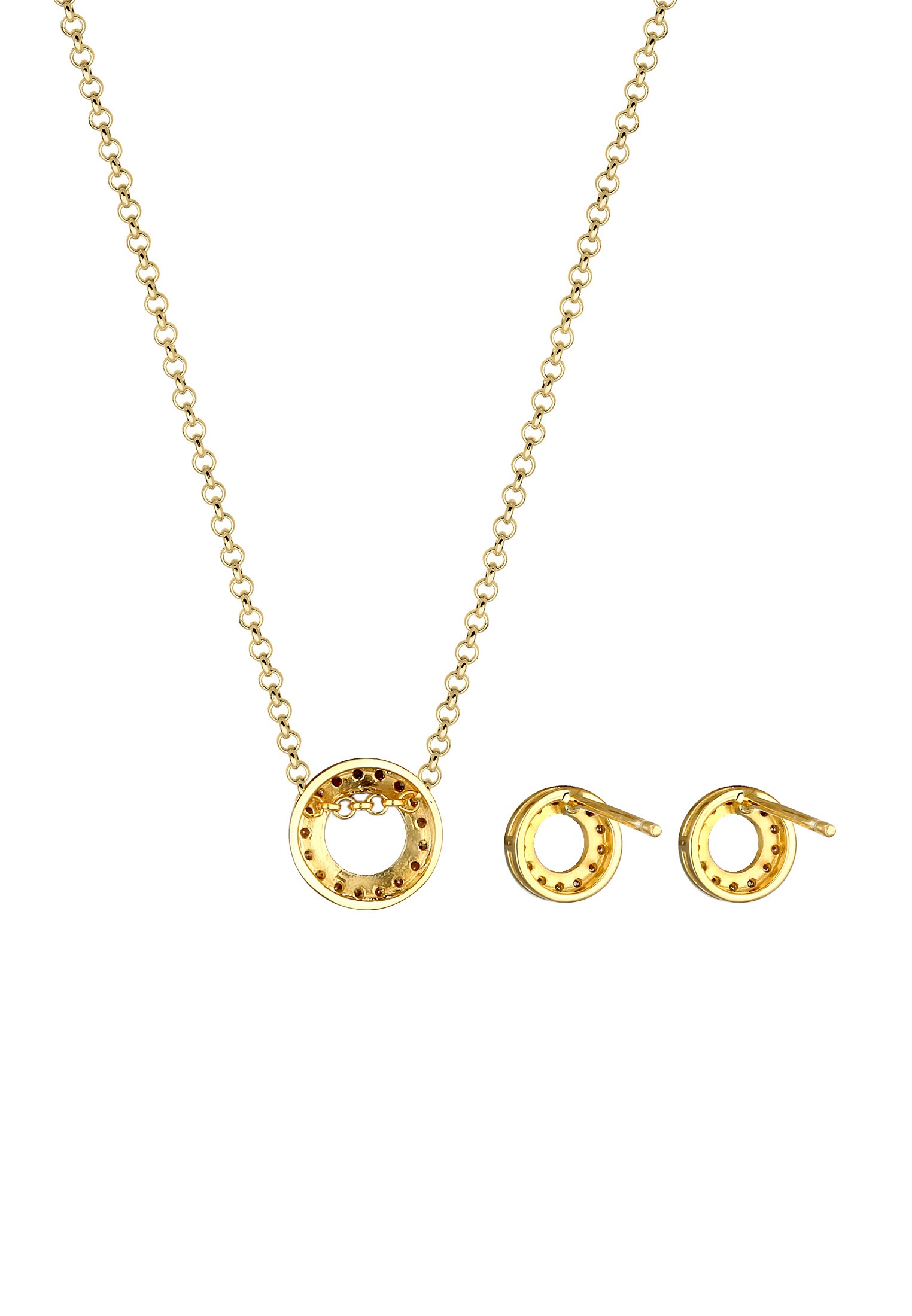 Elli DIAMONDS Ohrring und Ketten Set »Schmuckset Diamanten Brilliant (0.215 ct) 375 Gelbgold« ()