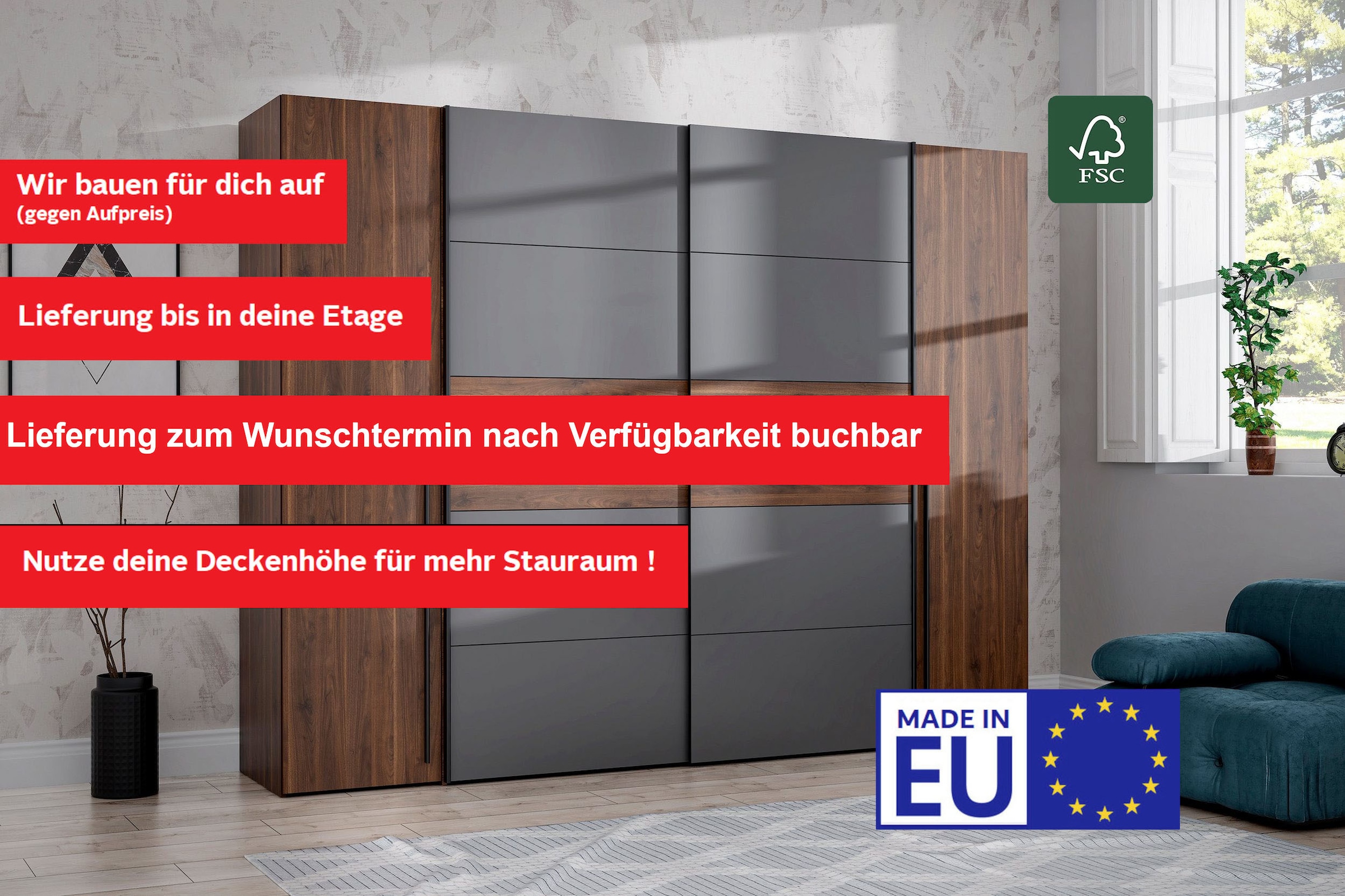 FORTE Dreh-/Schwebetürenschrank »Narago, TOPSELLER zum TOP Preis! In verschiedenen Farben«, (Farbe Weiß auch mit Spiegeln erhältlich), mit zahlreichen Einlegeböden, viel Stauraum, Made in Europe