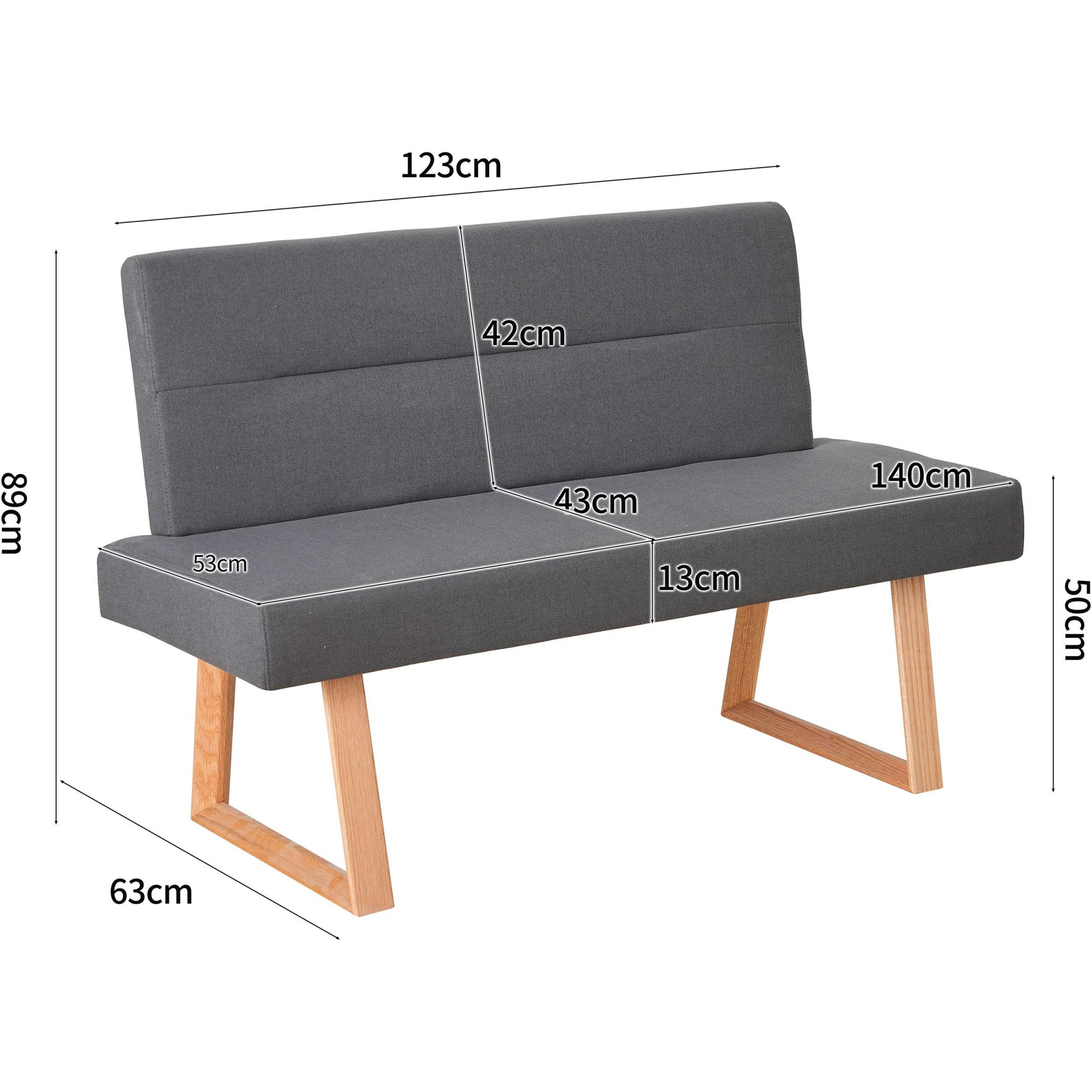 OTTO home Essbank »Emilia« Beine aus massiver Eiche, pflegeleichtem Webstoff Bezug, Breite 140 cm