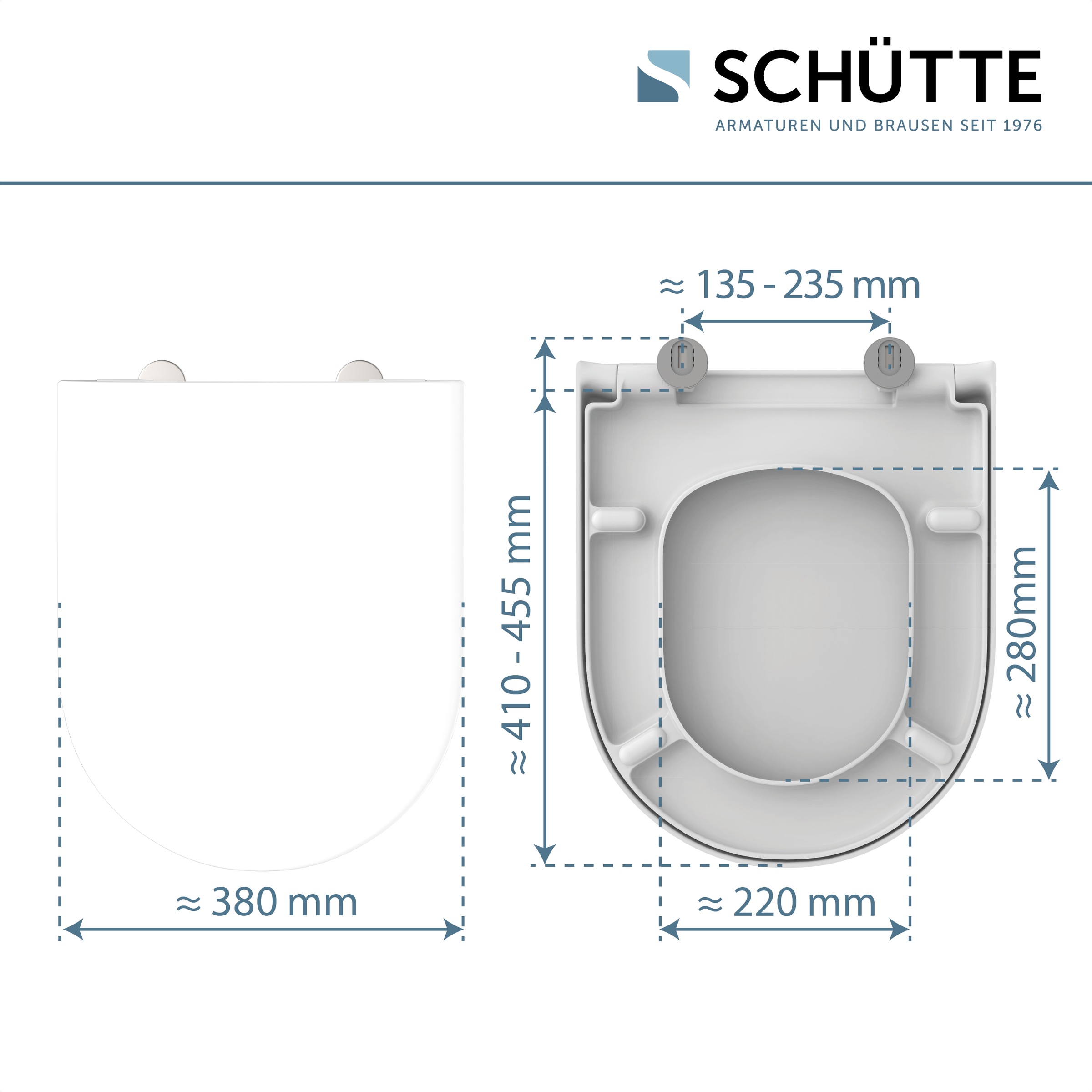 Schütte WC-Sitz »Duroplast, WHITE D-Form PRO 5« WC-Sitz, Befestigungsmaterial, Montageanleitung,  mit Absenkautomatik und Schnellverschluss