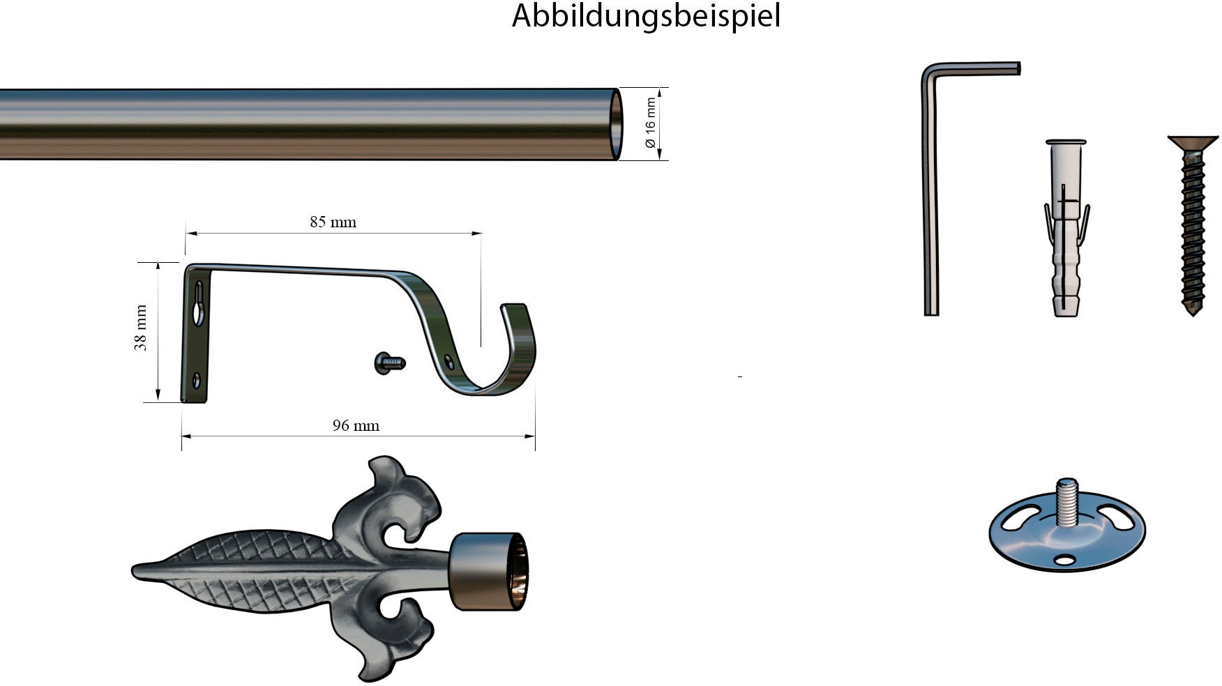 indeko Gardinenstange »Genua« Ø 16 mm 1 läufig-läufig Wunschmaßlänge