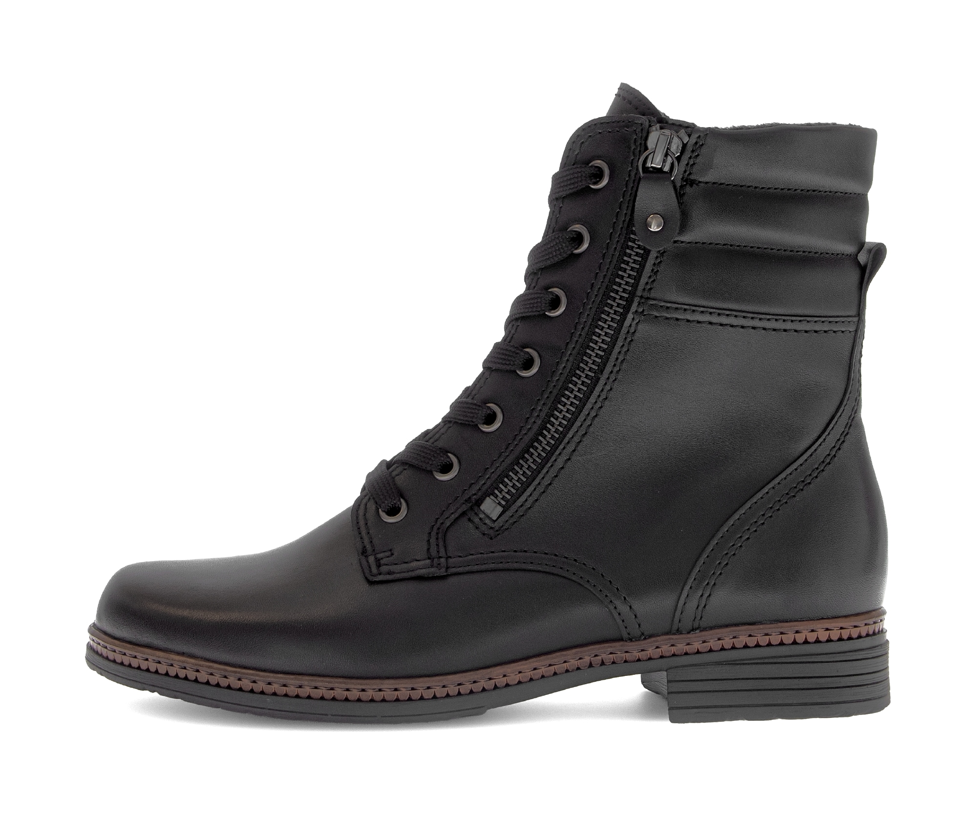 Gabor Schnürstiefelette  , Blockabsatz, Schnürboots mit Zierreißverschluss an der Außenseite