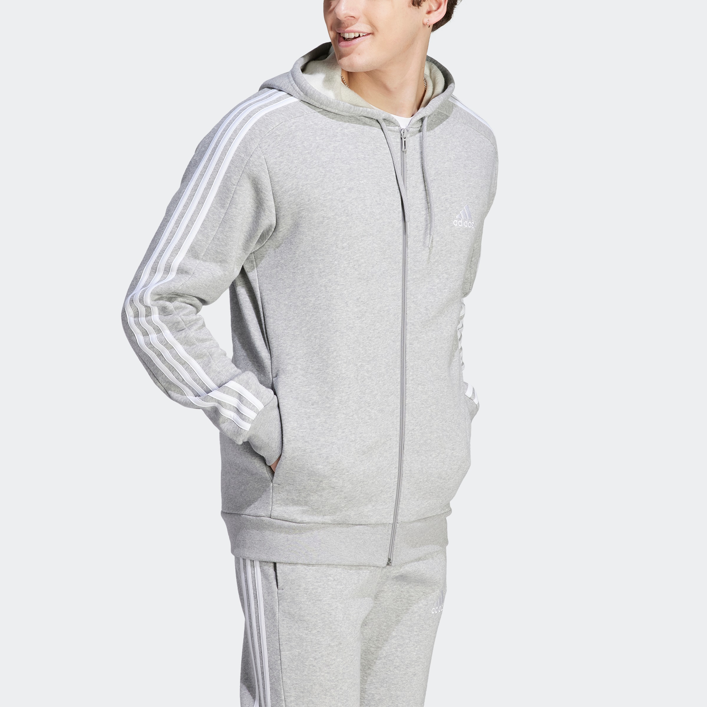 adidas Sportswear Kapuzensweatjacke »M 3S FL FZ HD«, angenehmes Material aus Baumwollmix