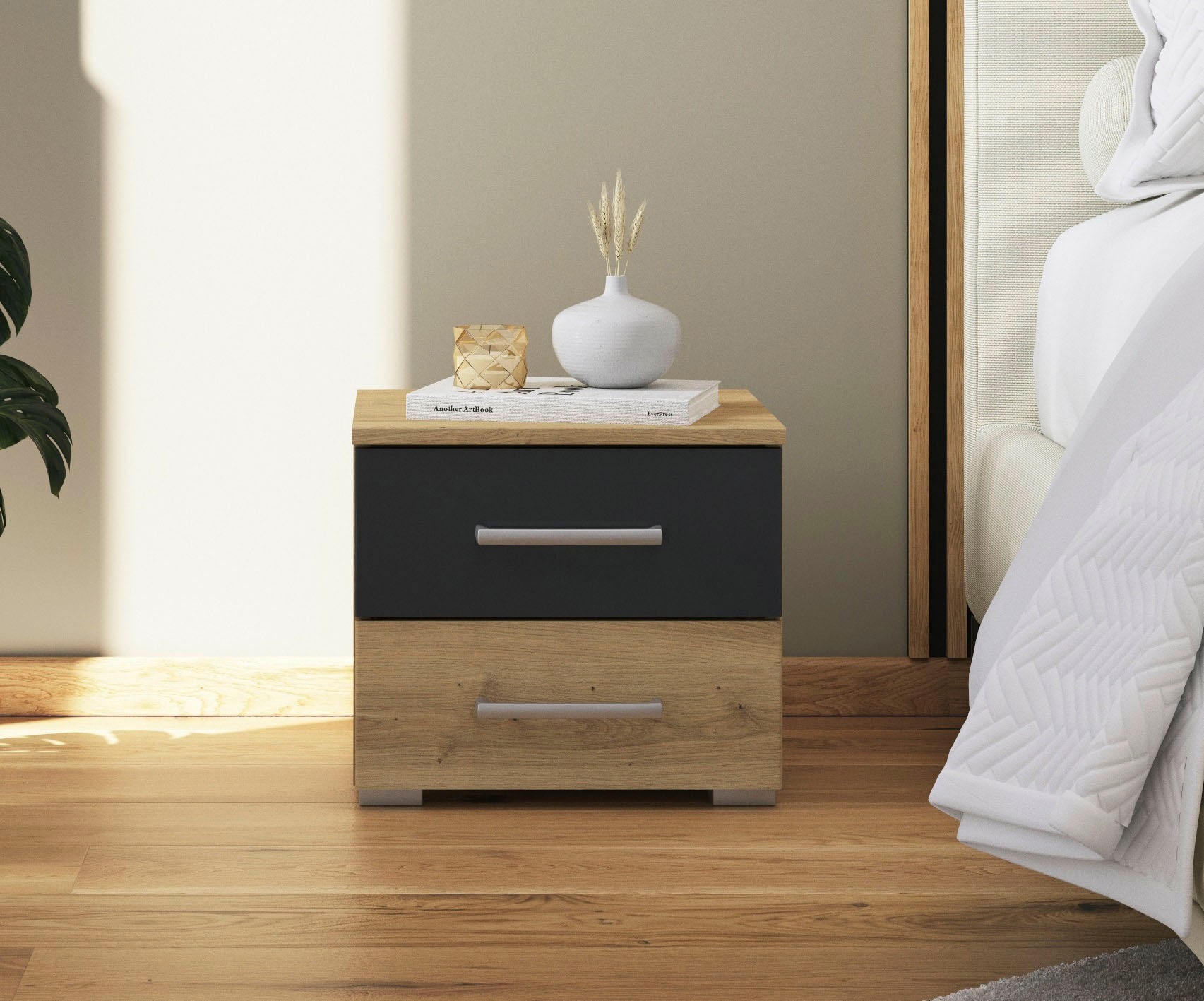 rauch Nachtkommode »Nachttisch Nachtkonsole Beistelltisch Kommode Sideboard BURANO«, mit farblich abgesetzter Schublade MADE IN GERMANY