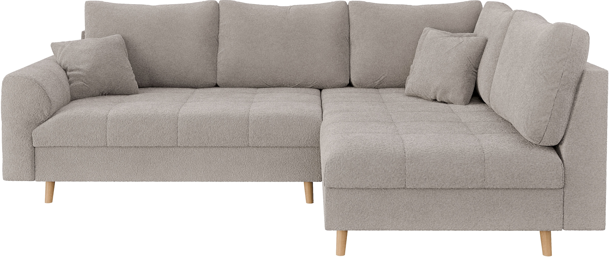 Home affaire Ecksofa »CHARRE L-Form mit Ottomane, Maße B/T/H: 231/161/81 cm«, feine Steppung, lose Rücken- und Zierkissen, auch in Cord und Bouclé