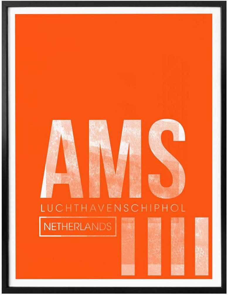 Wall-Art Poster »Wandbild AMS Flughafen Amsterdam«, Flughafen, (1 St.), Poster ohne Bilderrahmen
