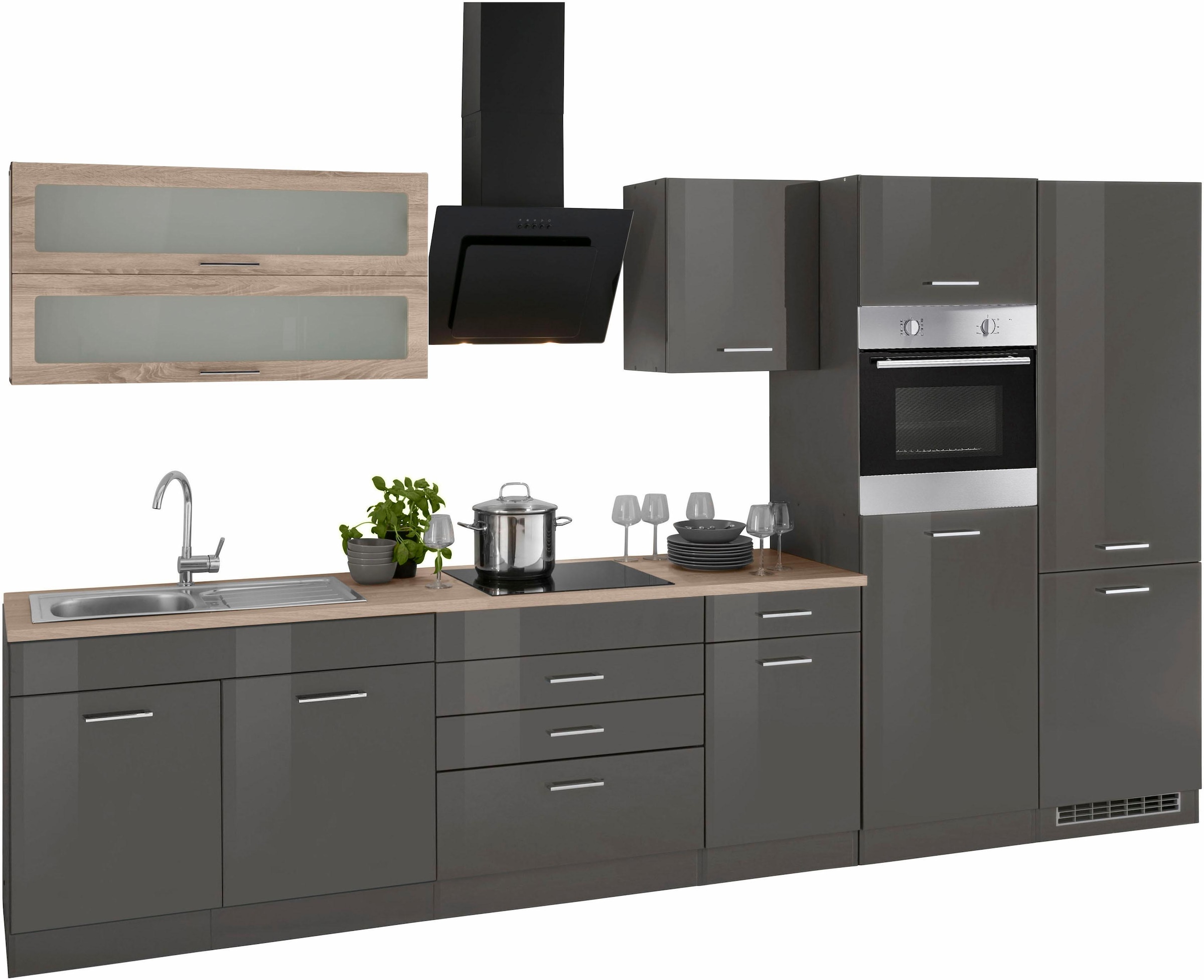 KOCHSTATION Küchenzeile »KS-Utah« mit E-Geräten, Breite 350 cm