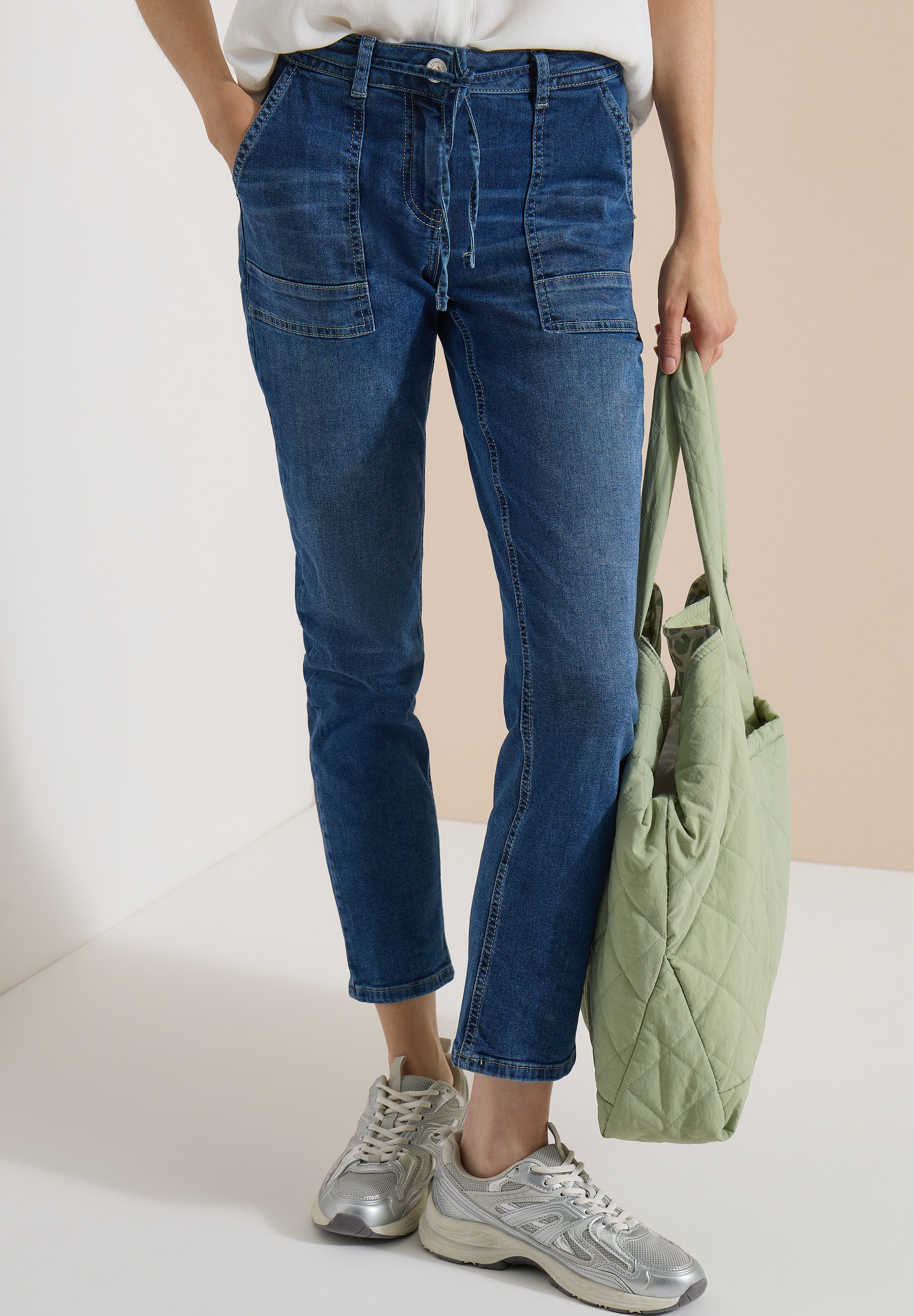 Cecil Straight-Jeans »Style Scarlett« mit Gürteldetail zum Binden / Stretch