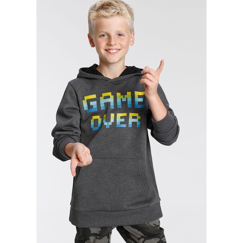 KIDSWORLD Kapuzensweatshirt »GAME OVER«, in melierter Qualität, Spruch