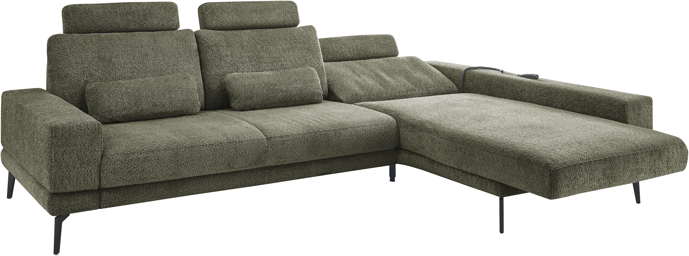set one by Musterring Ecksofa »SO 3600, inkl motor. Sitztiefenverstellung, Kopfstützen, Nierenkissen« Sitzhöhe 42 cm, Kaltschaum, Breite 293 x Tiefe 180 cm, Kama olive