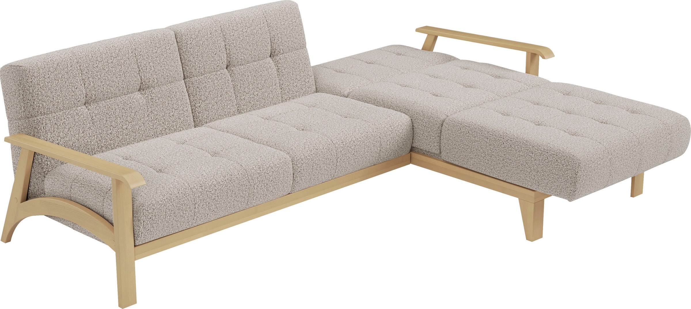 sit&more Ecksofa »Billund L-Form«, Armlehnen aus Buchenholz in natur, verschiedene Bezüge und Farben