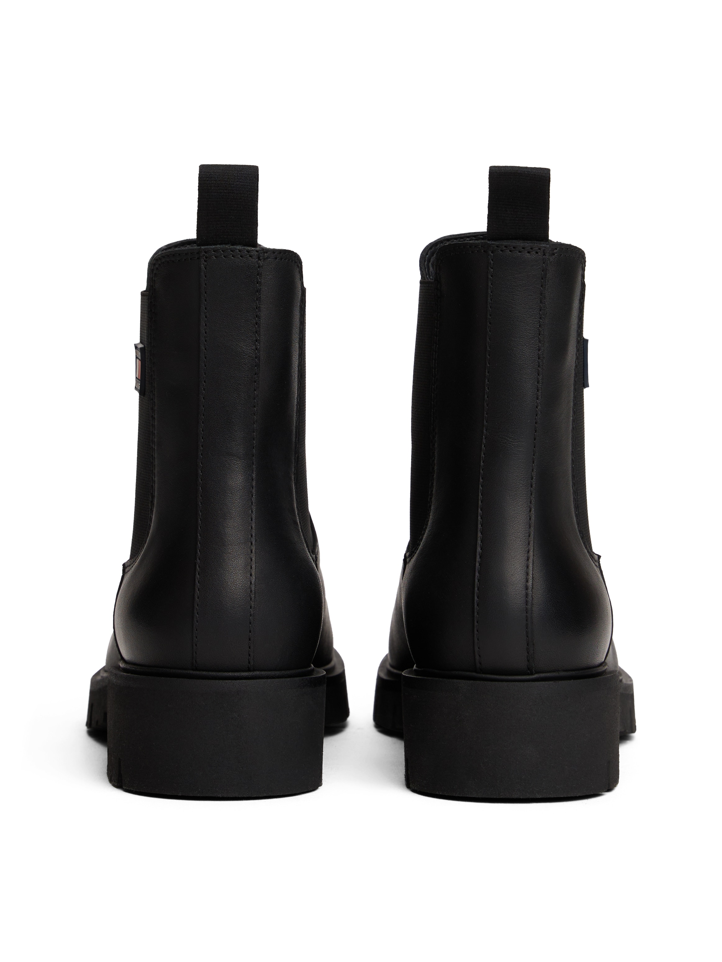 Tommy Jeans Chelseaboots »TJW CHELSEA LEATHER BOOT«  , Blockabsatz, Schlupfboots, Stiefelette mit typischer Logoflagge