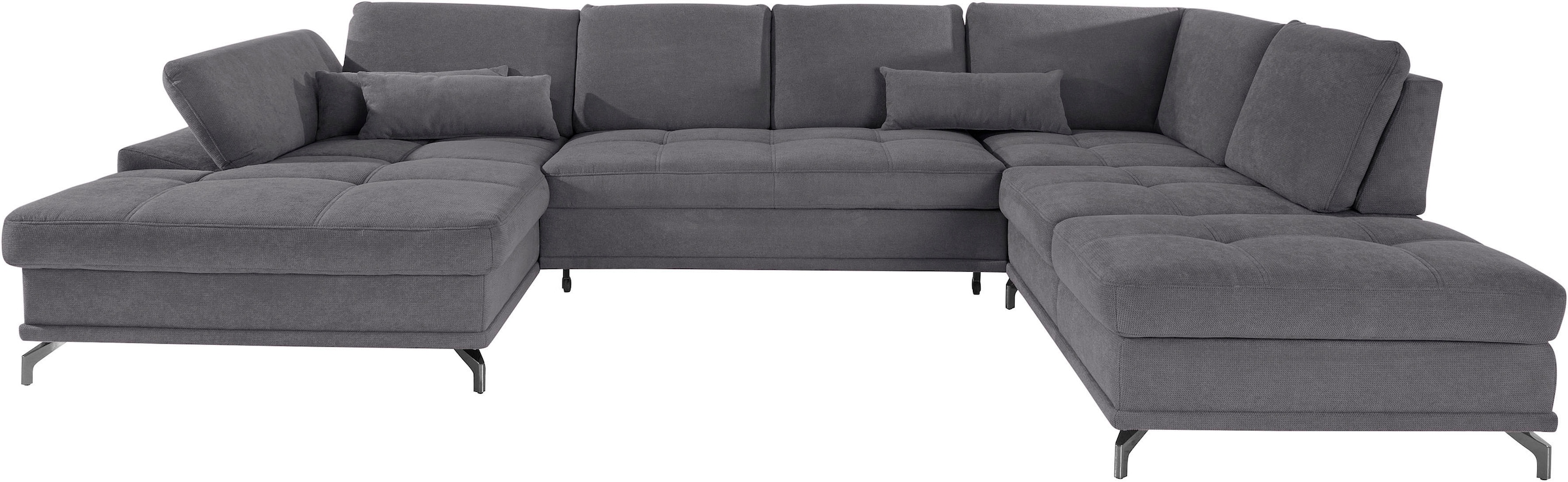 Places of Style Wohnlandschaft »Costello U-Form, mit Sitztiefenverstellung, Armteilverstellung und«, 3 Nierenkissen, optional Bettfunktion und Bettkasten