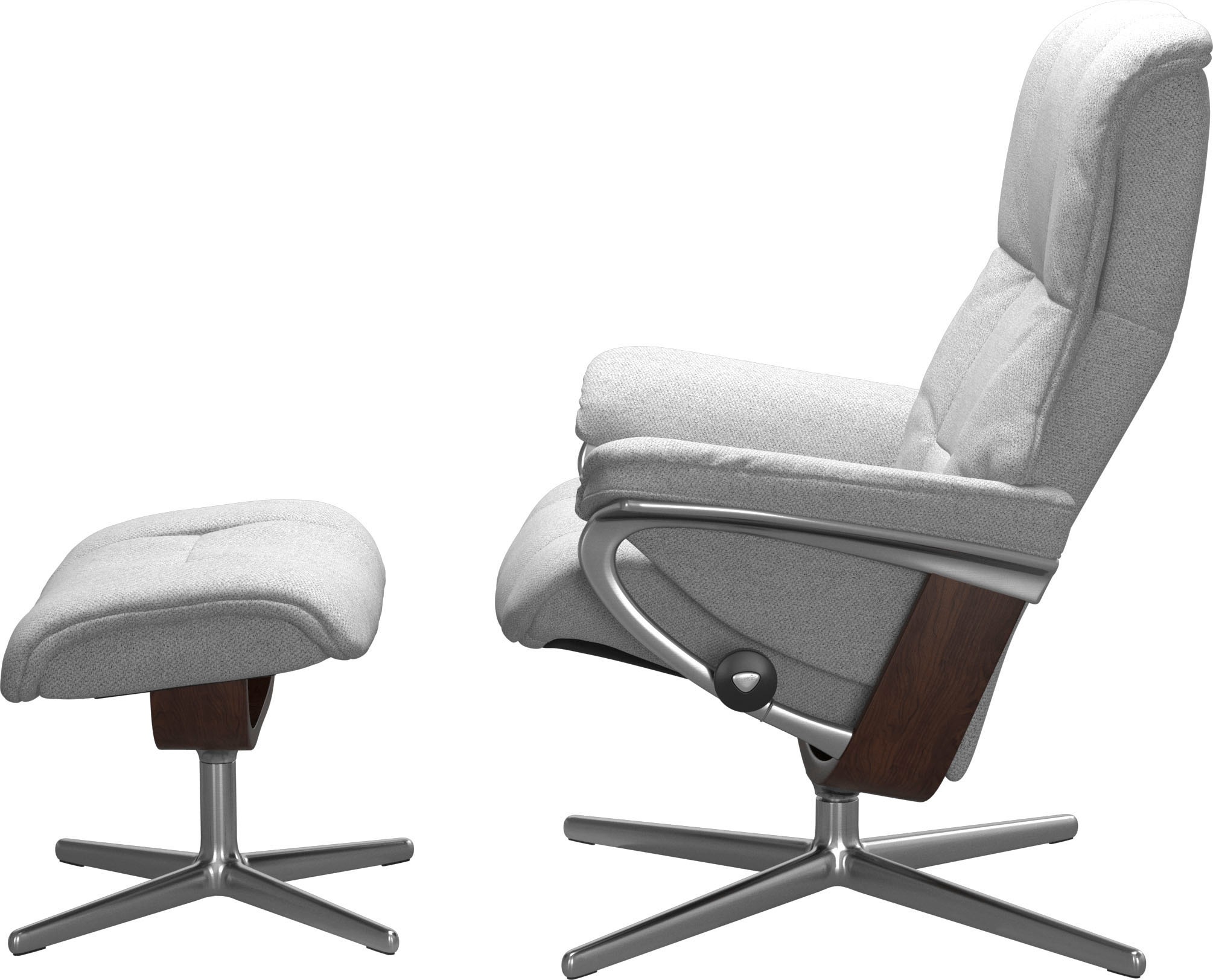 Stressless® Relaxsessel »Mayfair«, (Set, Relaxsessel mit Hocker), mit Hocker, mit Cross Base, Größe S, M & L, Holzakzent Braun