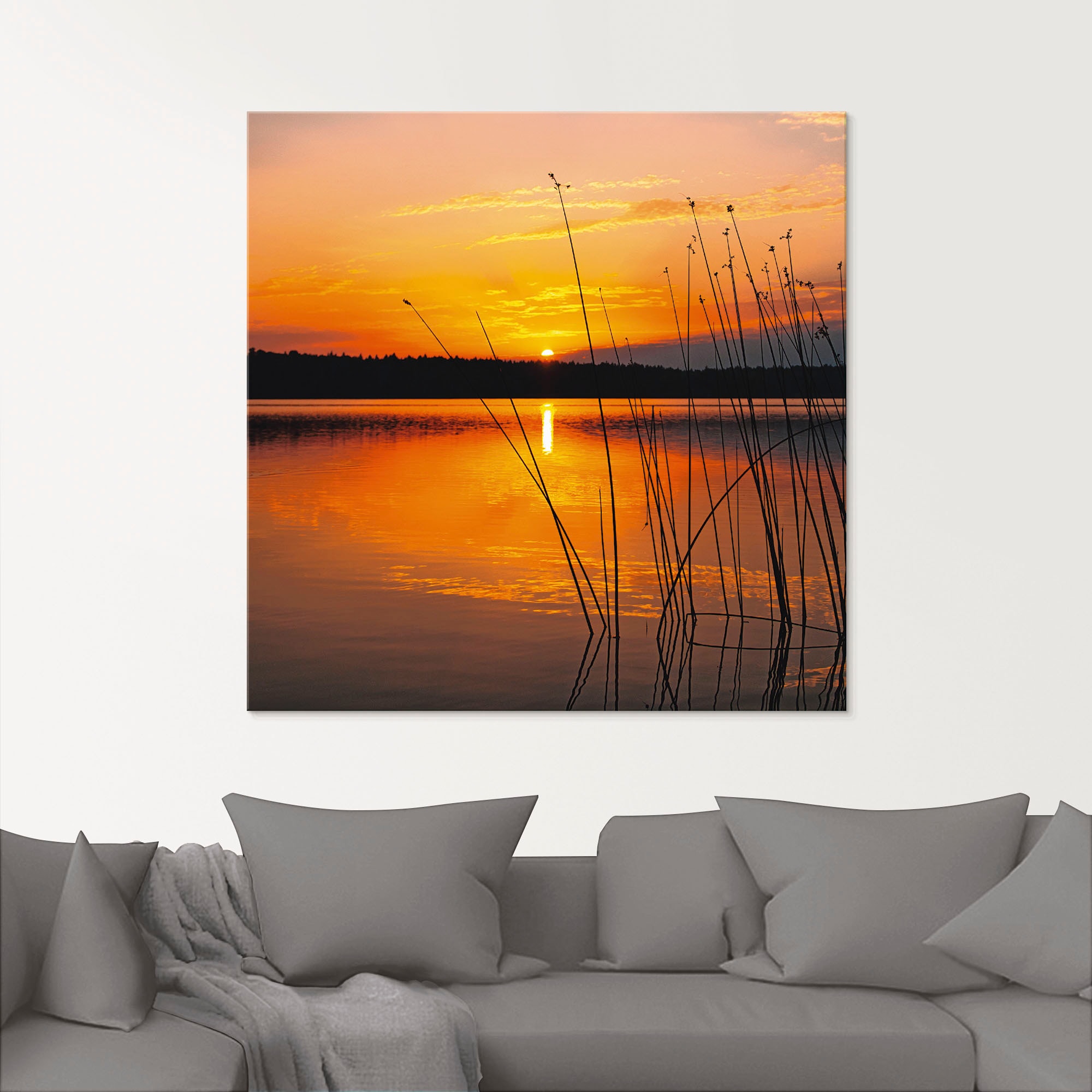 Artland Glasbild »Landschaft mit Sonnenaufgang« Sonnenaufgang & -untergang 1 Stk. tlg. in verschiedenen Größen