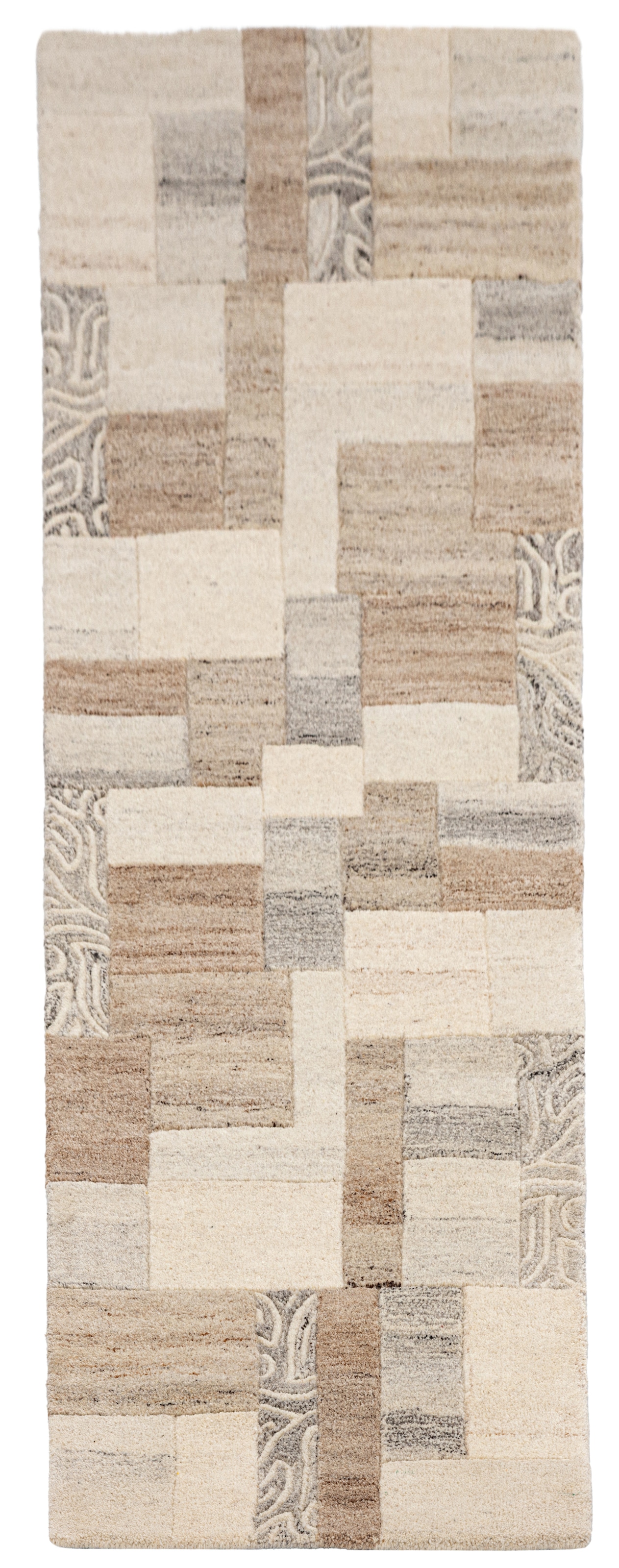 THEKO Läufer »Lola, Wolle, handgearbeitet, Patchwork Design« rechteckig 12 mm Höhe Teppich-Läufer, handgetuftet, Flur, Brücke