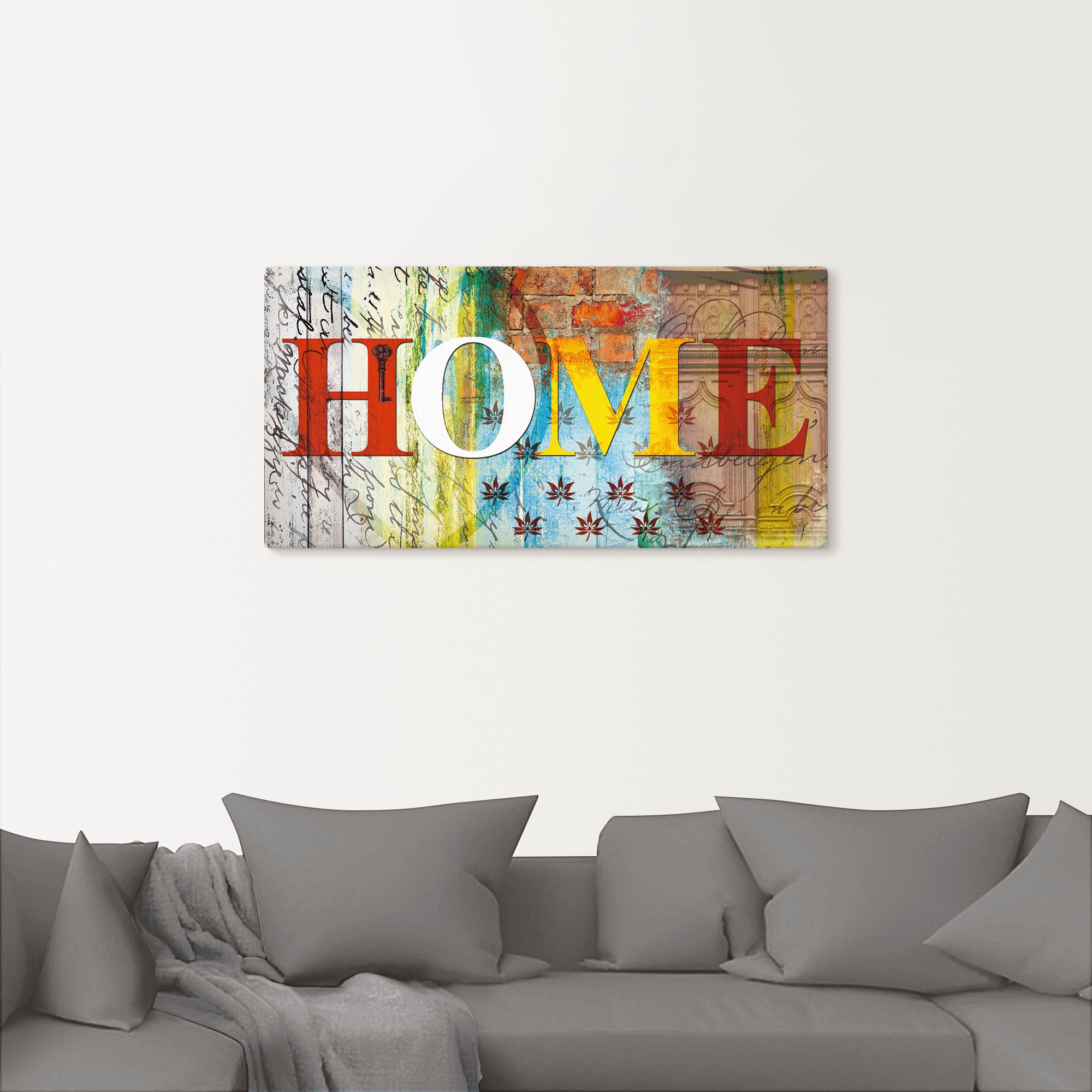 Artland Leinwandbild »Buntes Zuhause« Sprüche & Texte 1 Stk. tlg. auf Holzrahmen gespannt