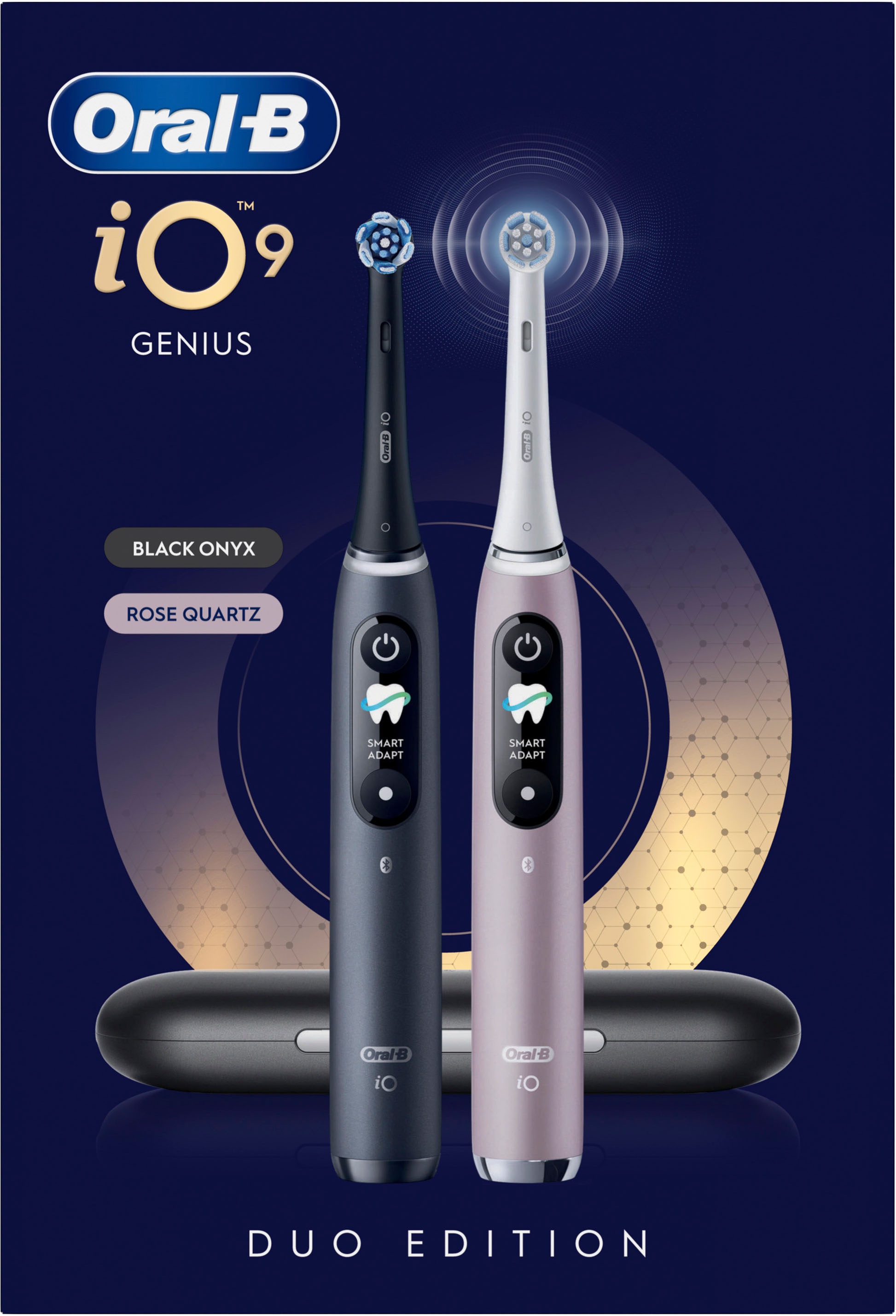 Oral-B Elektrische Zahnbürste »iO 9 Duopack« 3 Stk. Aufsteckbürsten mit Magnet-Technologie, 7 Putzmodi, Farbdisplay & Lade-Reiseetui
