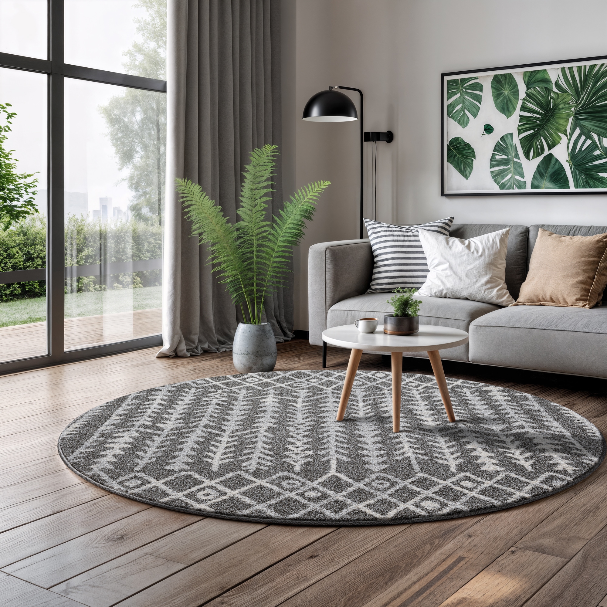 Sanat Teppich »Boho 8204« rund 10 mm Höhe Kurzflor, robust, Boho, Scandic, für Fussbodenheizung geeignet
