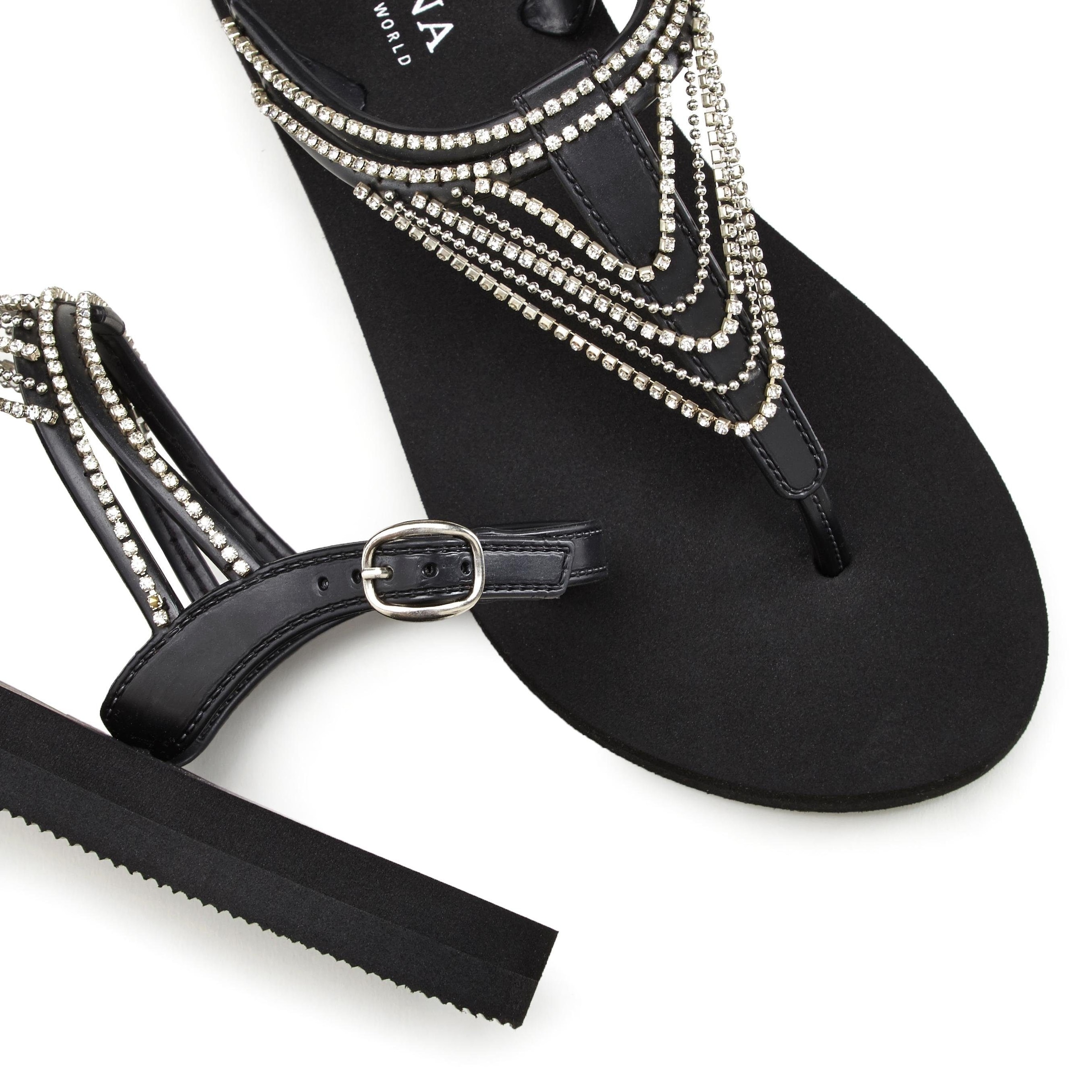 LASCANA Badesandale »Sommerschuh«, Sandale, Badeschuh, Sommerschuh, Zehentrenner mit Strass-Kette VEGAN