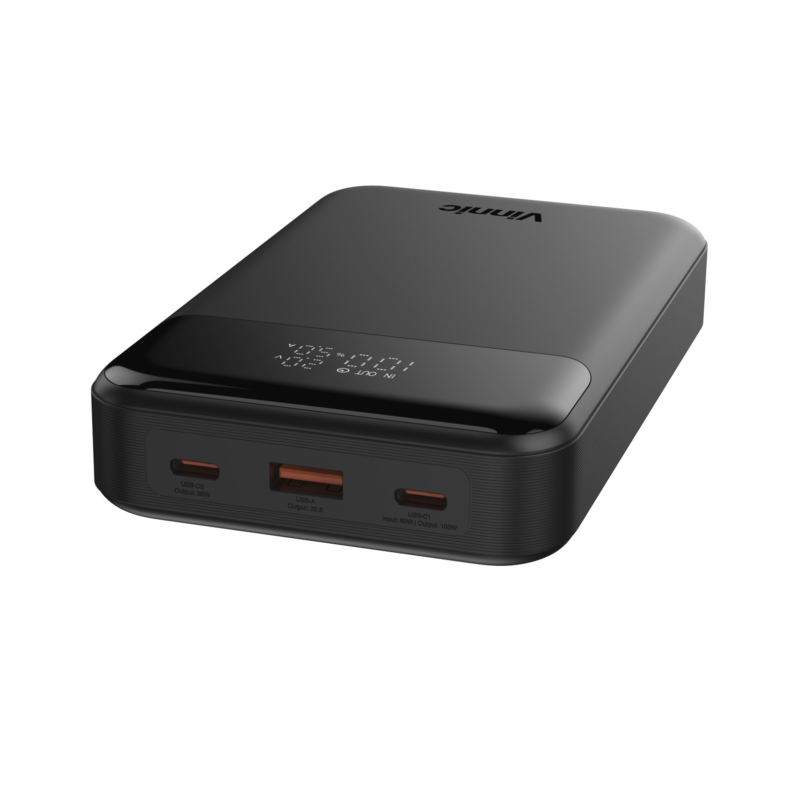 Vinnic Powerbank »ANETO+ 20.000 mAh 130W«, Vinnic ANETO+ 130W 20.000mAh Powerbank, Black, 20000 mAh