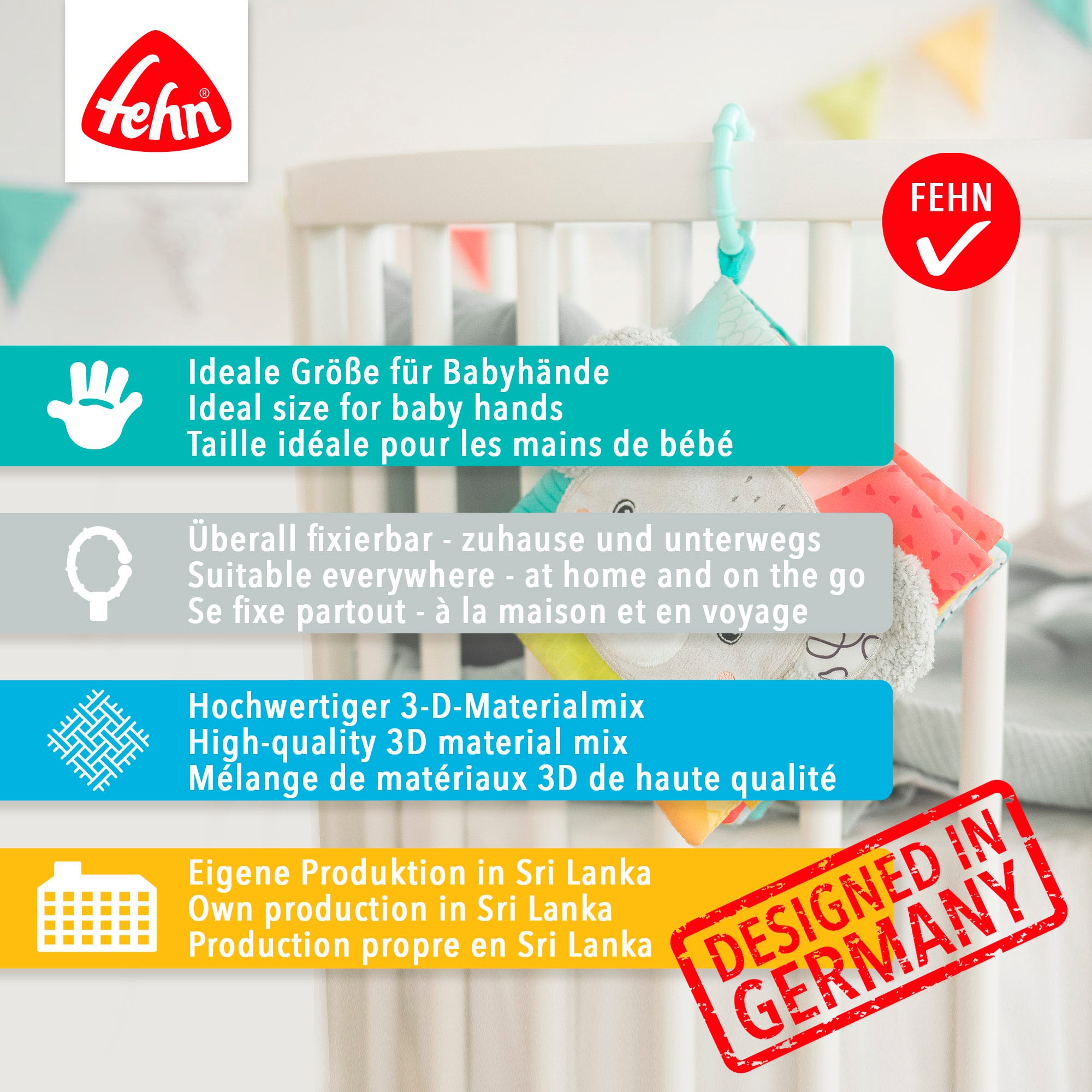 Fehn Greifspielzeug »Lazy, Crazy & Pink, Stoffbuch Faultier«