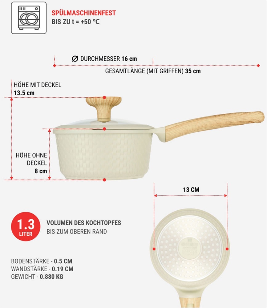 RESTO Kitchenware Kasserolle »Ran, Kochtopf antihaftbeschichtet und spülmaschinenfest« 2 Stk. tlg. Aluminiumguss