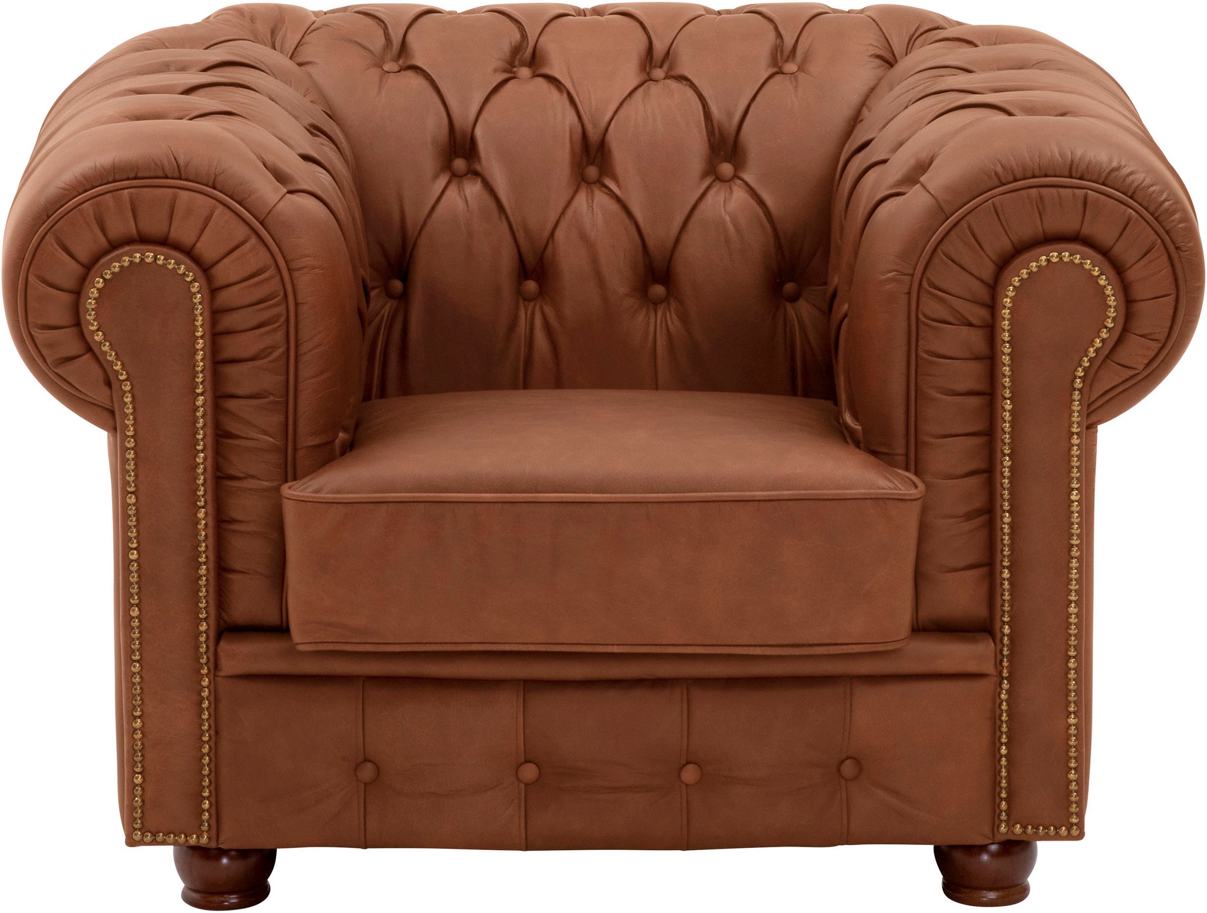Max Winzer® Sessel »Norwin, Loungesessel, Chesterfield mit Ziernägeln in der Chatose,«, Clubsessel, klassisch, edel, modern und bequem