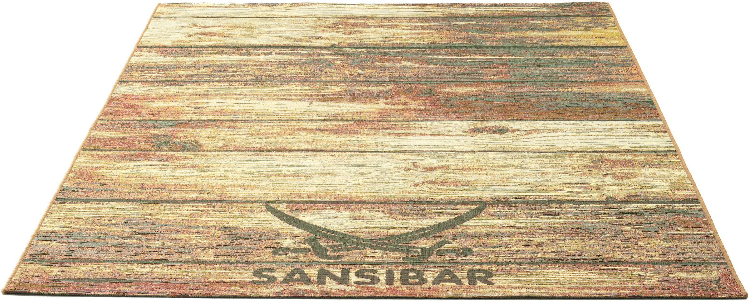 Sansibar Teppich »Rantum Beach SA-029«, rechteckig, Flachgewebe, modernes Design, Motiv Holzdielen, In- & Outdoor geeignet