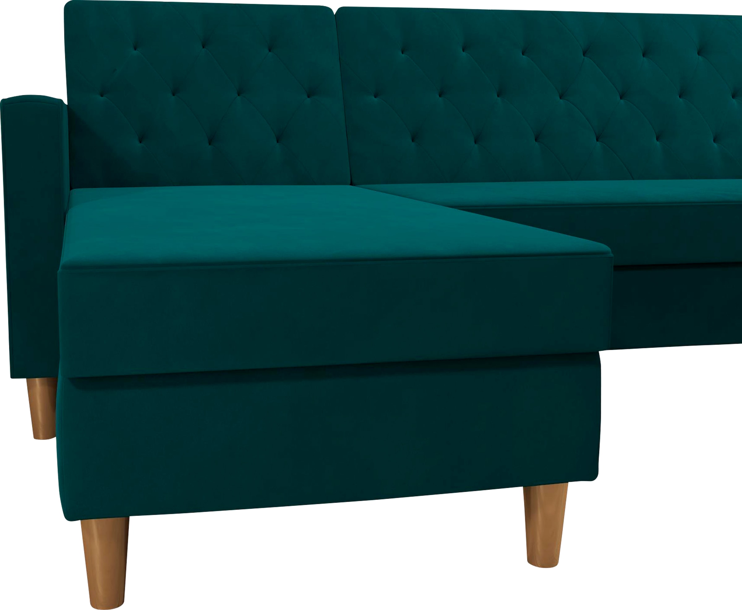 Dorel Home Ecksofa »Liberty, L-Form,« mit Schlafffunktion, Recamiere beidseitig montierbar, Sitzhöhe 43 cm