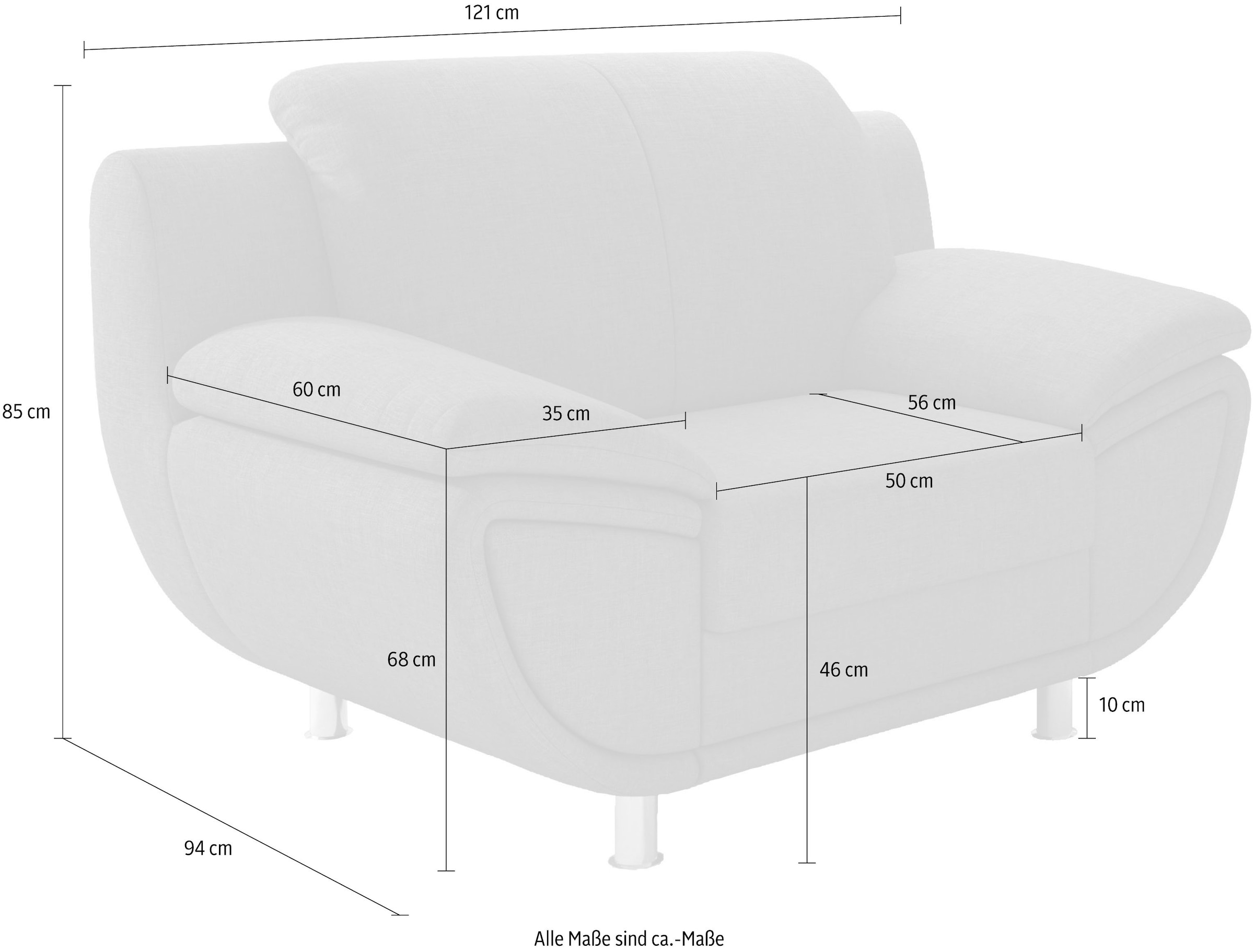 TRENDMANUFAKTUR Sessel »Rondo II, Loungesessel zeitlos und bequem«, wahlweise mit komfortablem Federkern, mit extra breiten Armlehnen