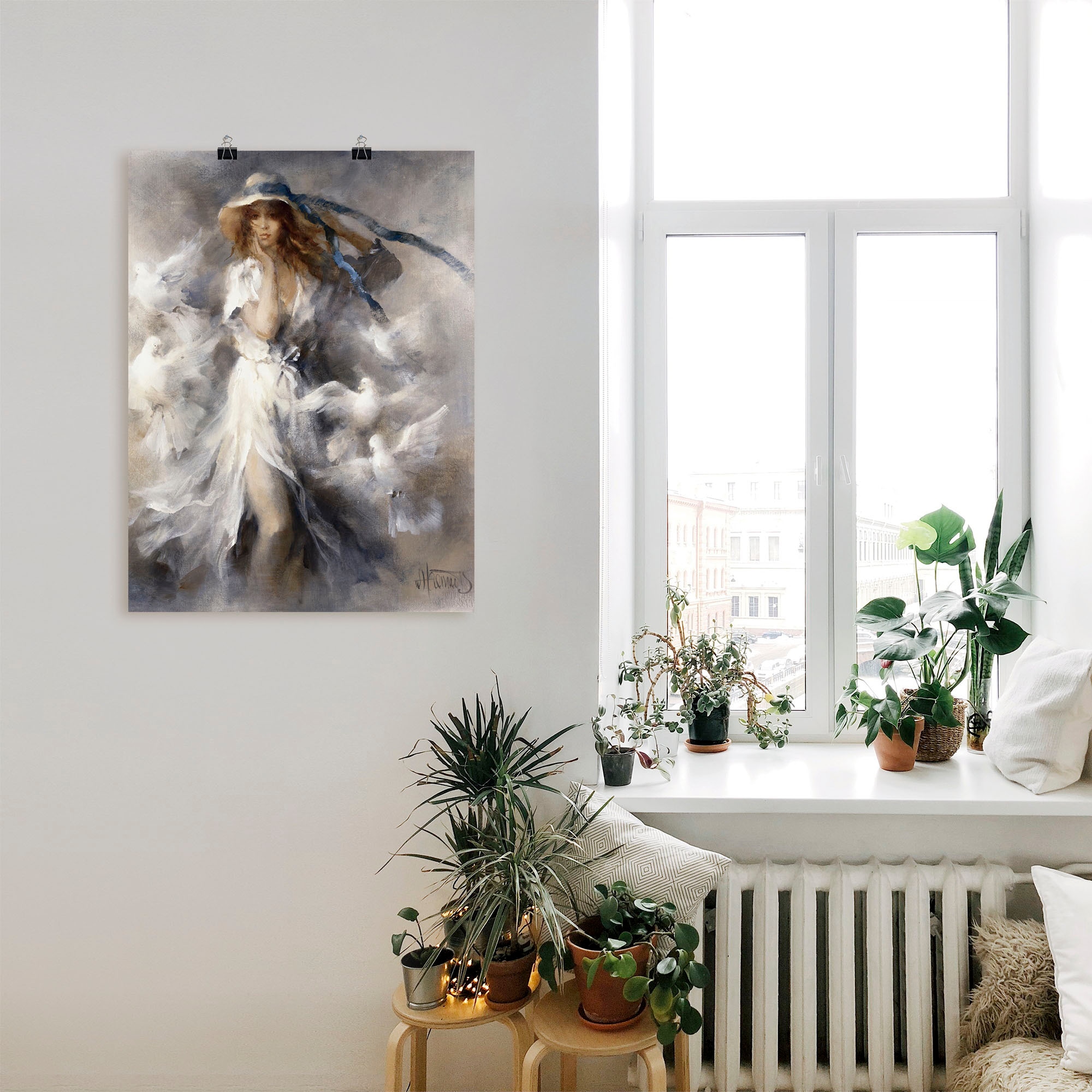 Artland Wandbild »Tauben« Frau 1 Stk. tlg. als Leinwandbild, Poster in verschied. Größen