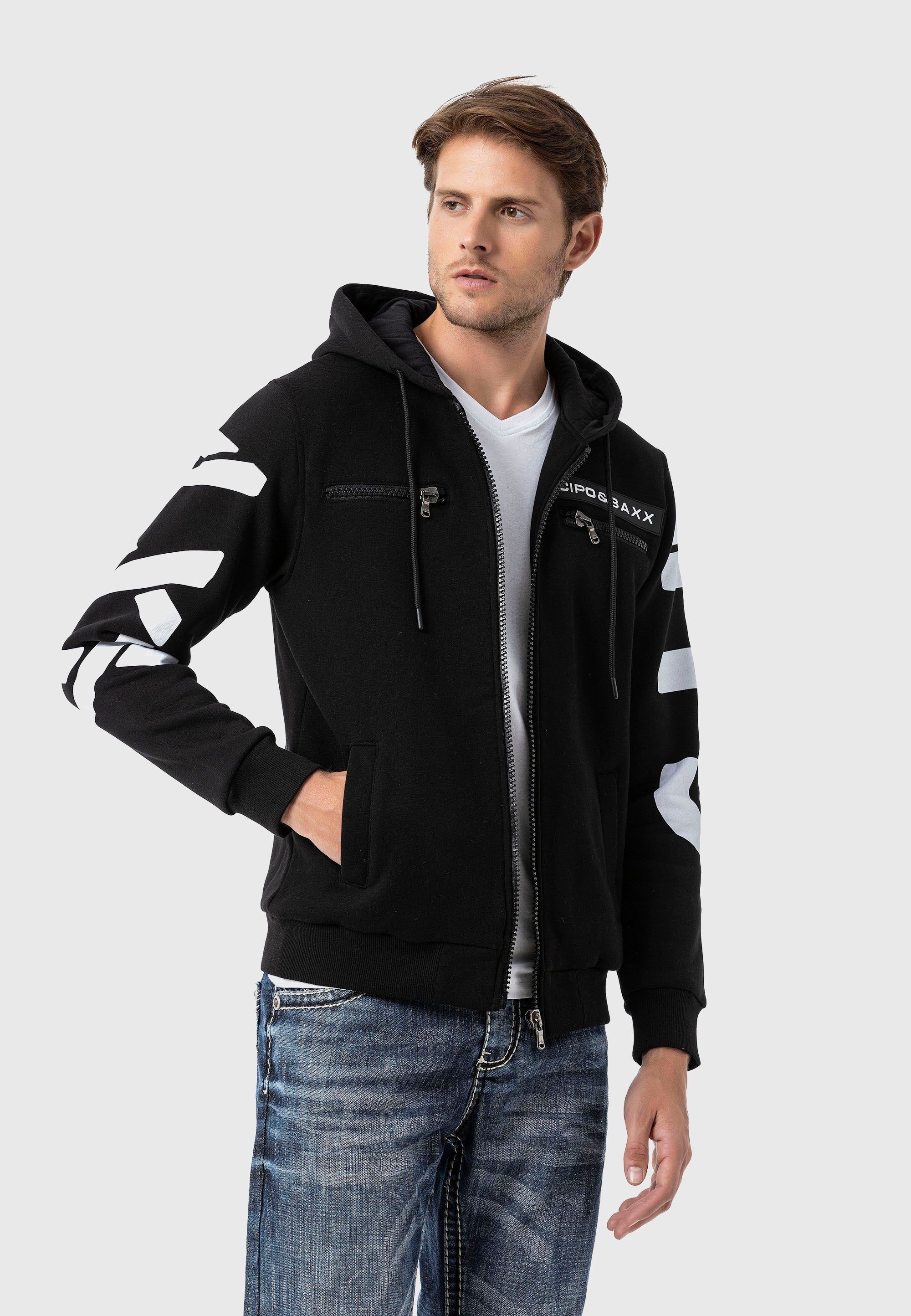 Cipo & Baxx Strickjacke »Cipo & Baxx Sweatjacken« mit Ärmel- und Rückenprint
