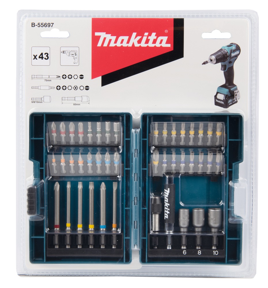 Makita Bohrer- und Bitset »»B-55697««, 43-tlg., inkl. Aufbewahrungskoffer