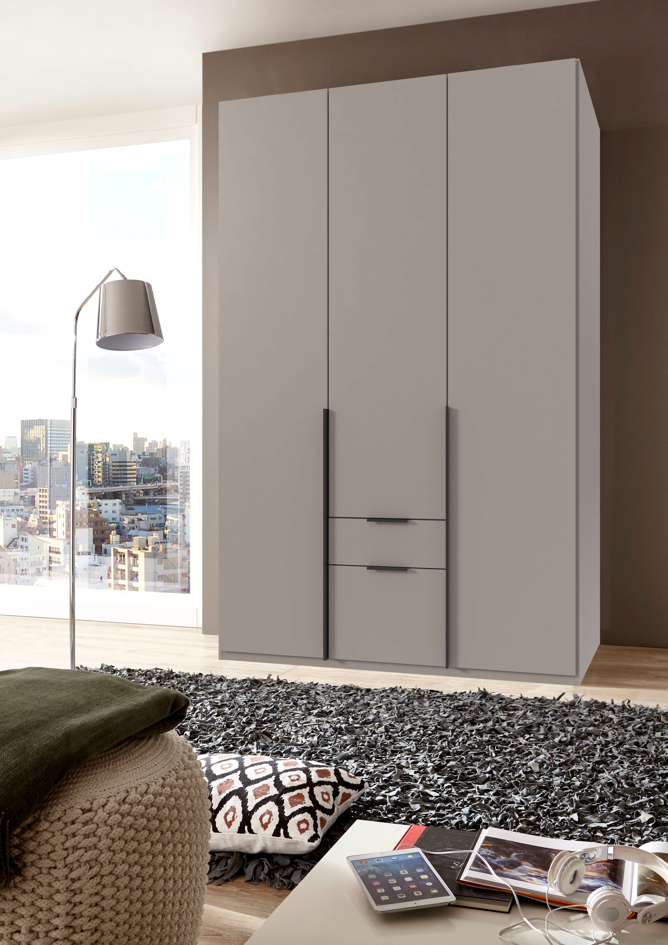 Wimex Drehtürenschrank »Mugano, 135 oder 180cm breit, 208 oder 236cm hoch, Made in Germany«, (mit langen Griffstangen aus Metall), wahlweise mit oder ohne Spiegel, mit Schubladen