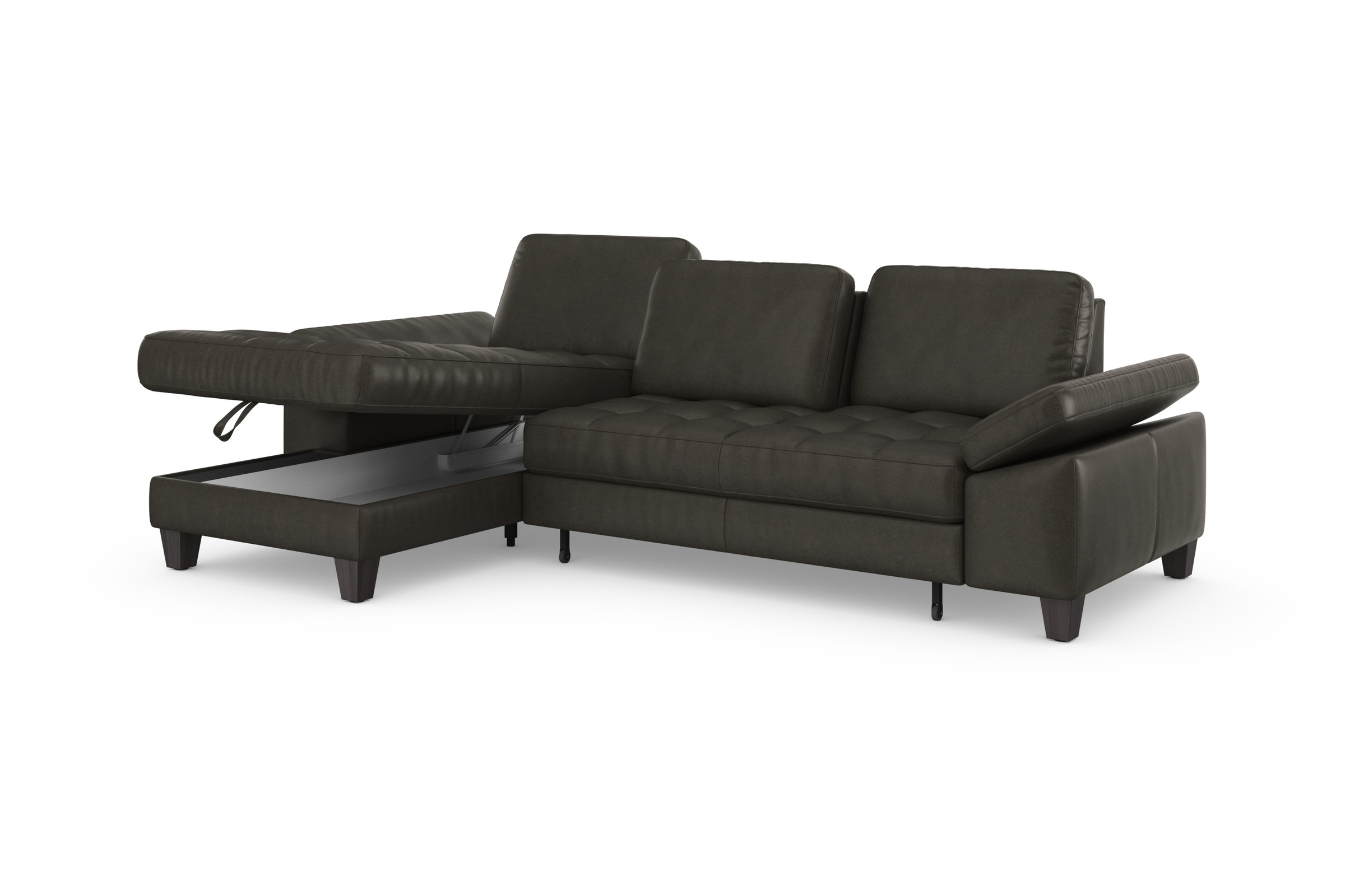 sit&more Ecksofa »Westham L-Form«, Recamiere, mit oder ohne Bettfunktion, Bettkasten, Füße wengefarben