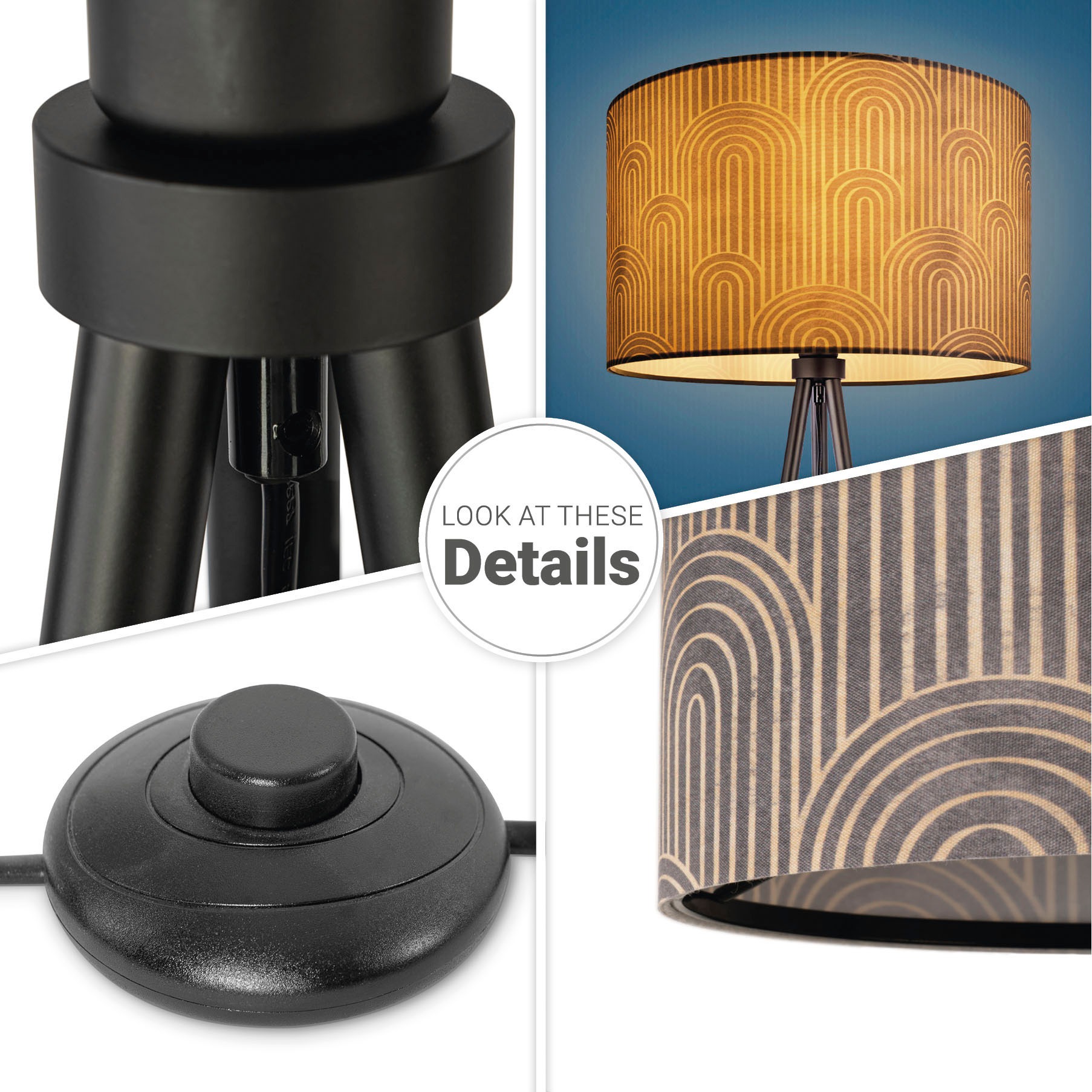 »Trina 3 Pillar«, mit Leselampe Garantie Stoffschirm Jahren Dreibein Home Mit Büro Wohnzimmer kaufen Paco Stehlampe Stehlampe Vintage XXL online |