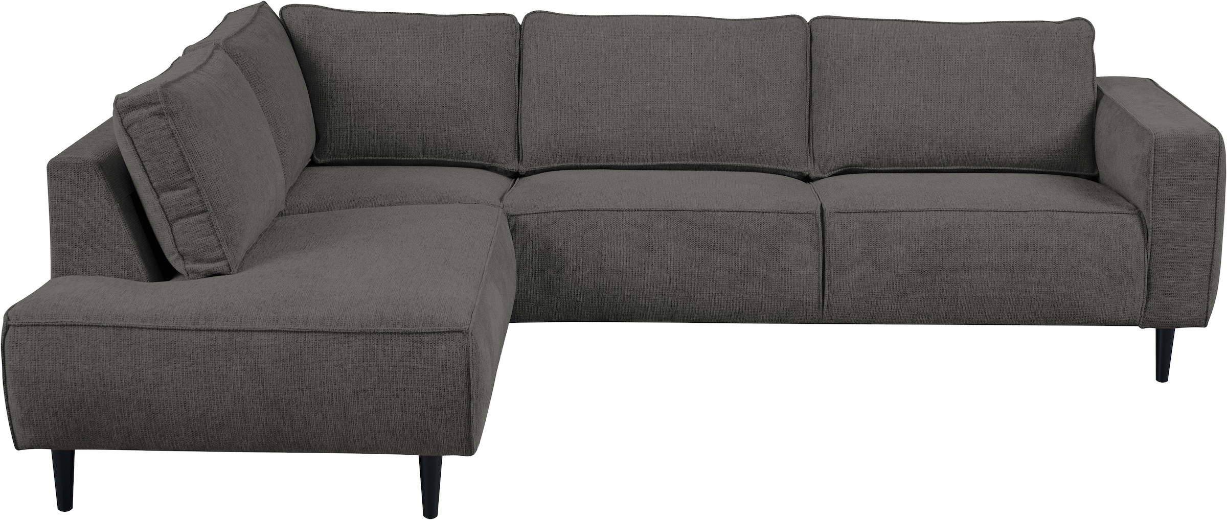 Places of Style Ecksofa »Fumone, Lederoptik oder Soft-Touch Chenille«, Breite 260, mit schwarzen Massivholzfüßen