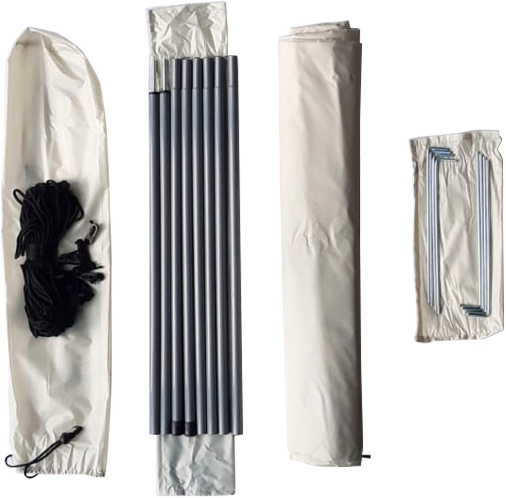 EXPLORER Sonnensegel »Sonnensegel 3x4m rechteckig wasserabweisend mit Stangen«, (Set, Leinen und Heringen Sonnenschutz UPF80+ UV Schutz), nach Standard 801 in beige, grün oder grau für Balkon Garten Terrasse