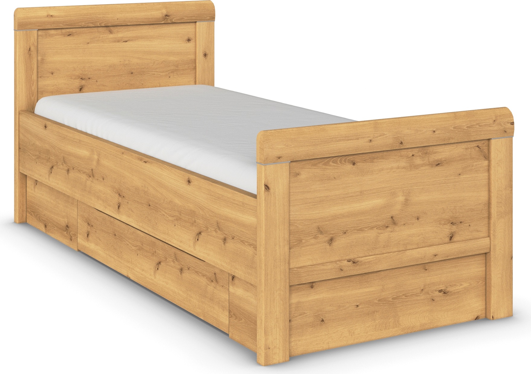 rauch, Stauraumbett »Bett Einzelbett Stollenbett Bettkästen EVELYN« in Komforthöhe mit Holzkopfteil sowie Schubladen MADE IN GERMANY, Asteiche, 