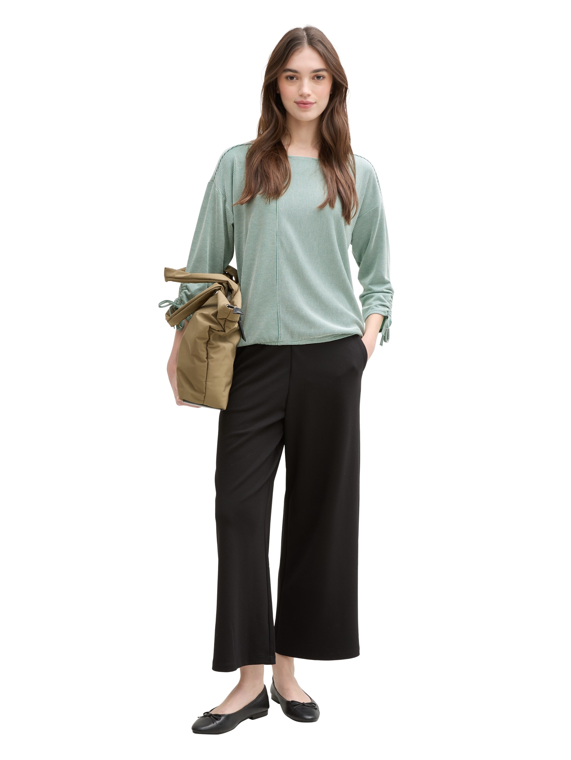 TOM TAILOR Denim 3/4-Arm-Shirt, in feiner Rippoptik