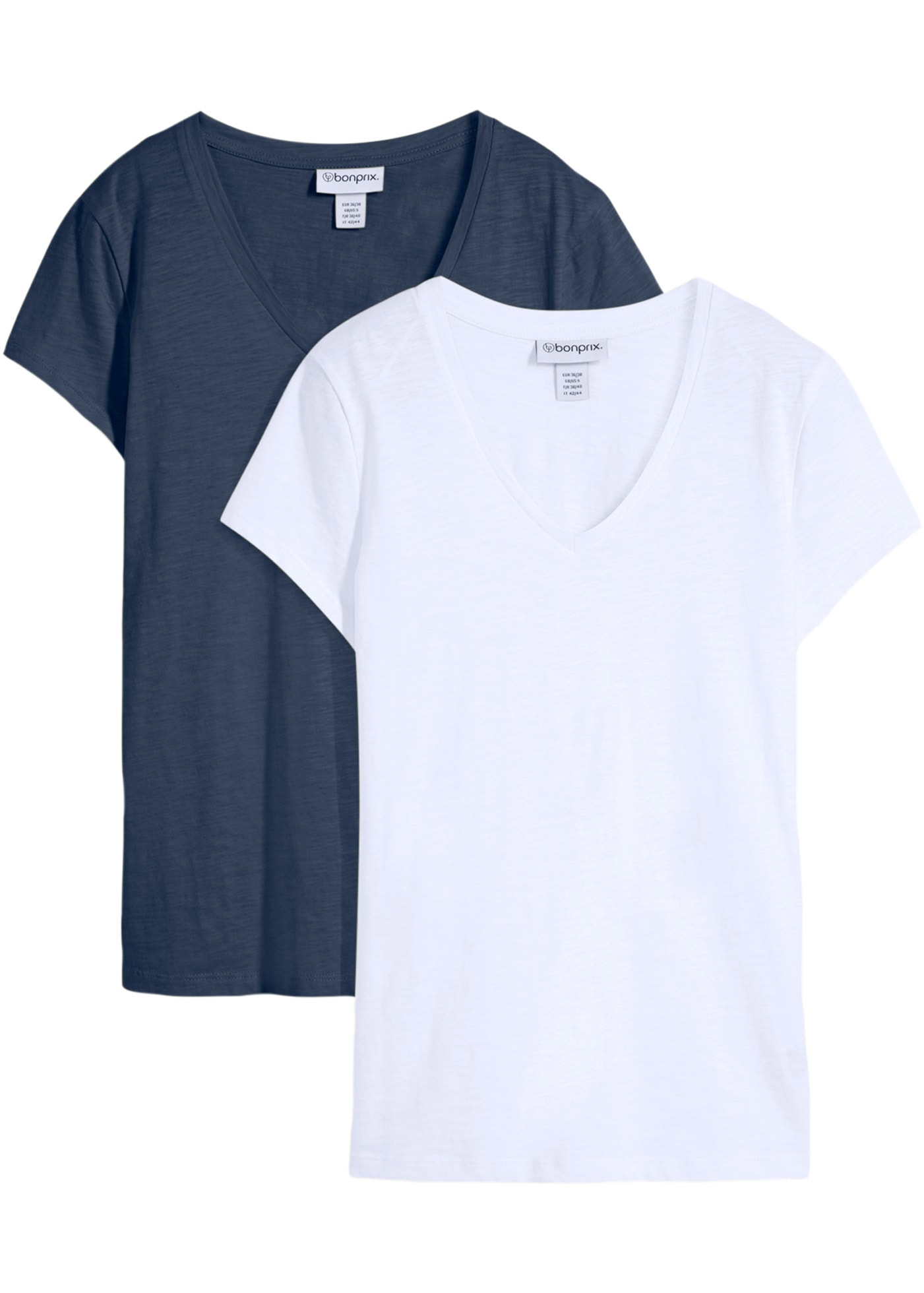 bonprix T-Shirt Packung, 2 lockere Passform, Kurzarm, für Frühling und Sommer
