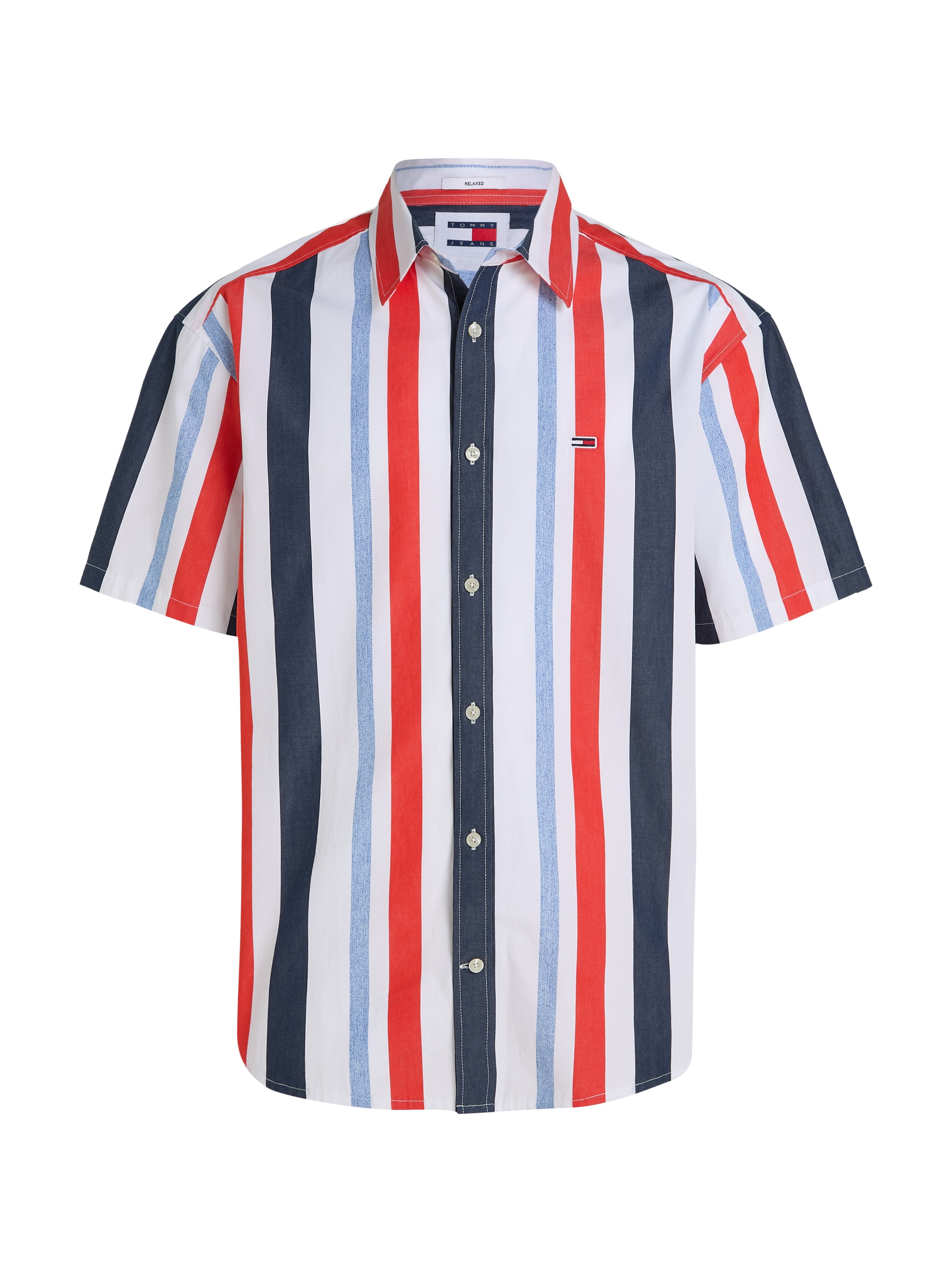 Tommy Jeans Kurzarmhemd »TJM RLX STRIPES SHIRT«, mit mehrfarbigen Streifen