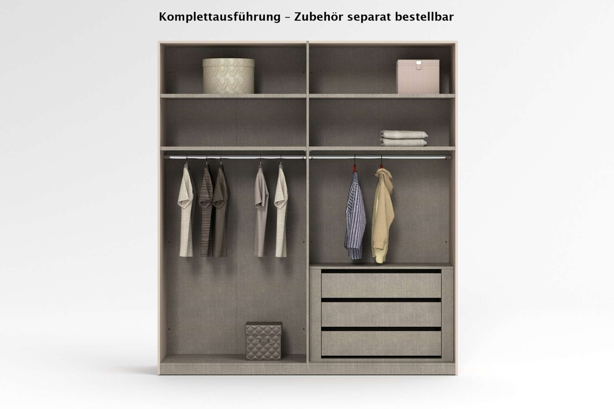 INOSIGN Kleiderschrank »RUBINO, Drehtürenschrank,Schlafzimmerschrank mit hochwertigem Alugriff«, (1 St.), Made in Italy, in Breite wählbar, Basisausführung, Zubehör extra